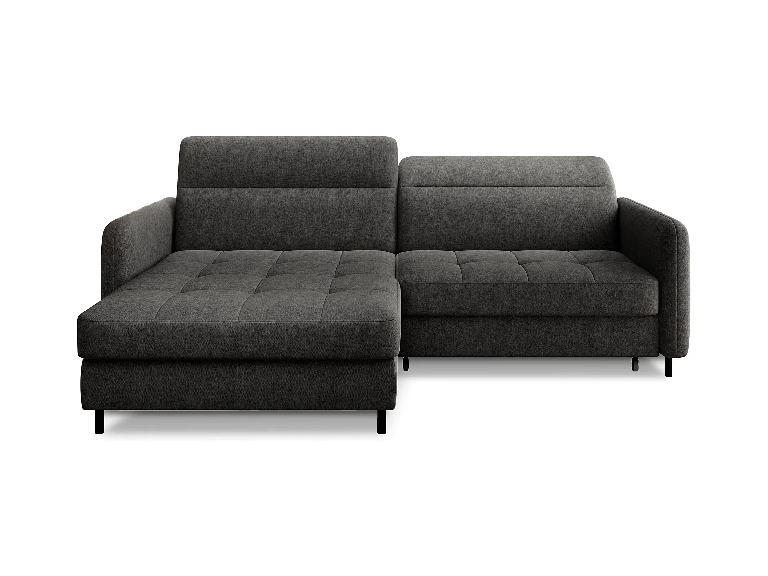 Petit canapé d’angle convertible tissu Kunder-Gris foncé-angle gauche