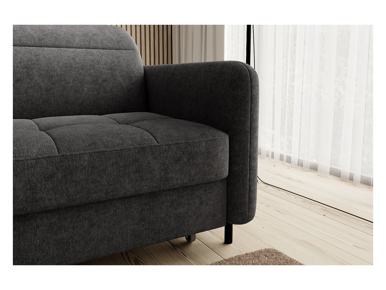 Petit canapé d’angle convertible tissu Kunder-Gris foncé-angle gauche