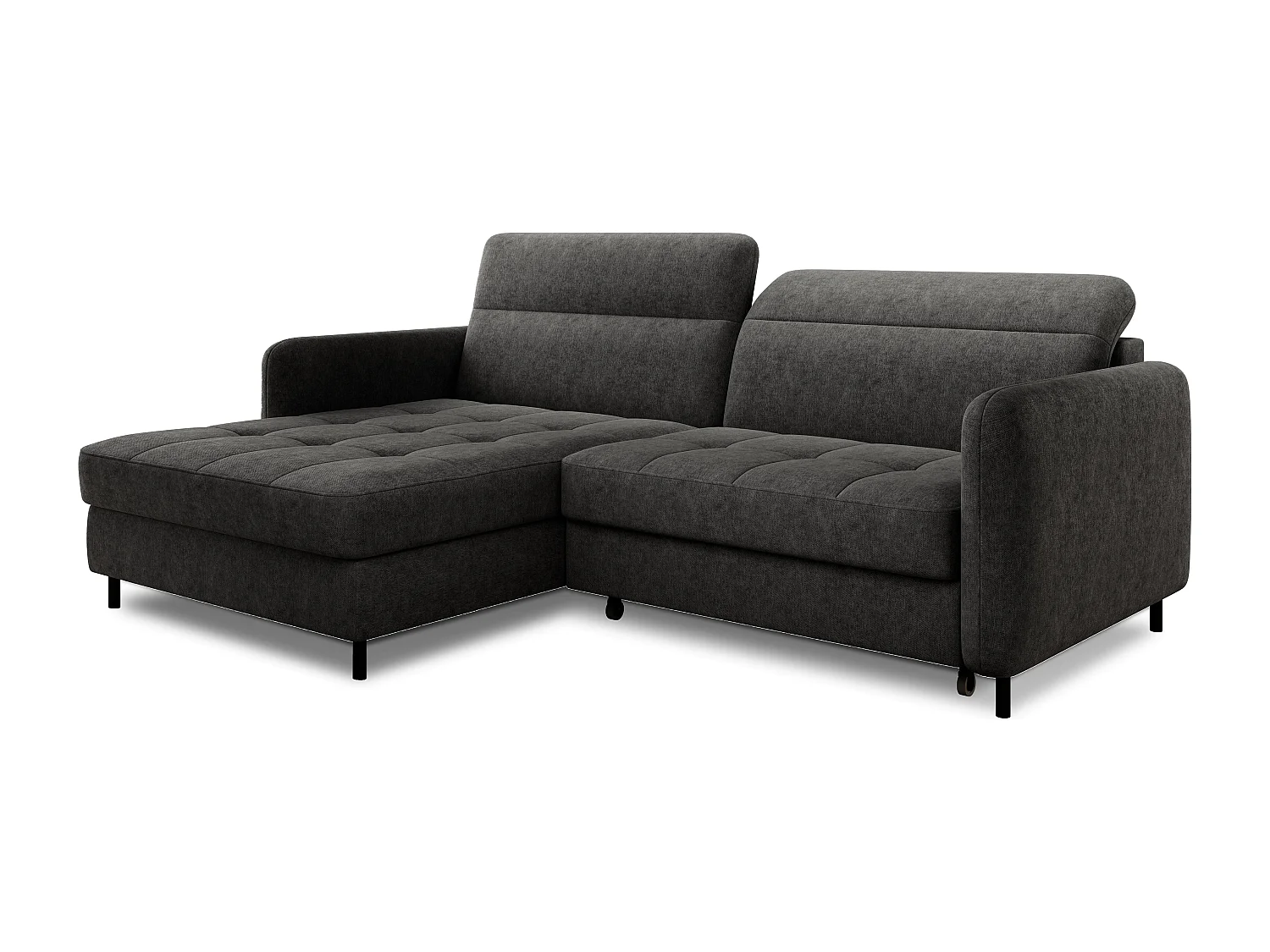 Petit canapé d’angle convertible tissu Kunder-Gris foncé-angle gauche