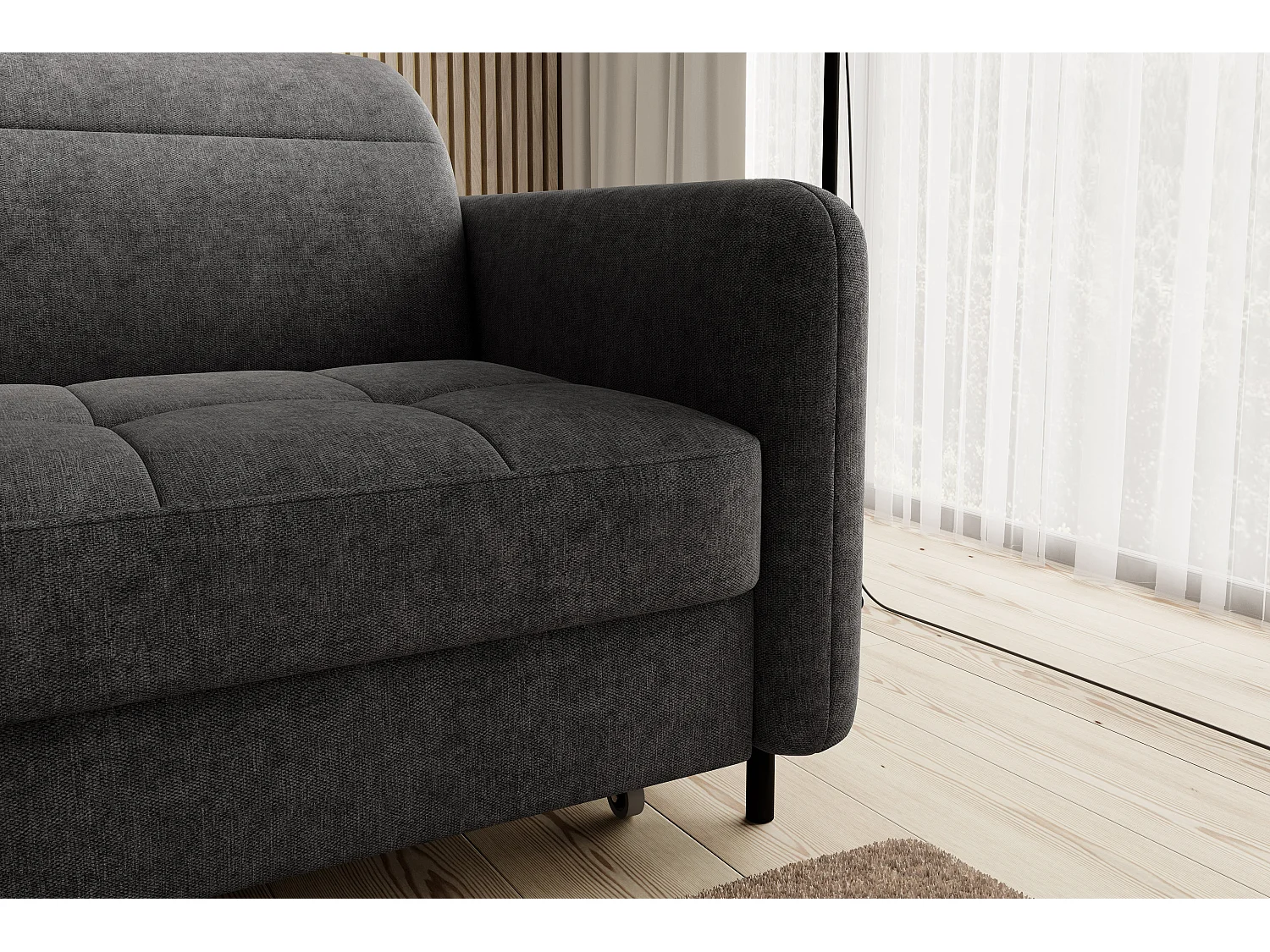 Petit canapé d’angle convertible tissu Kunder-Gris foncé-angle gauche