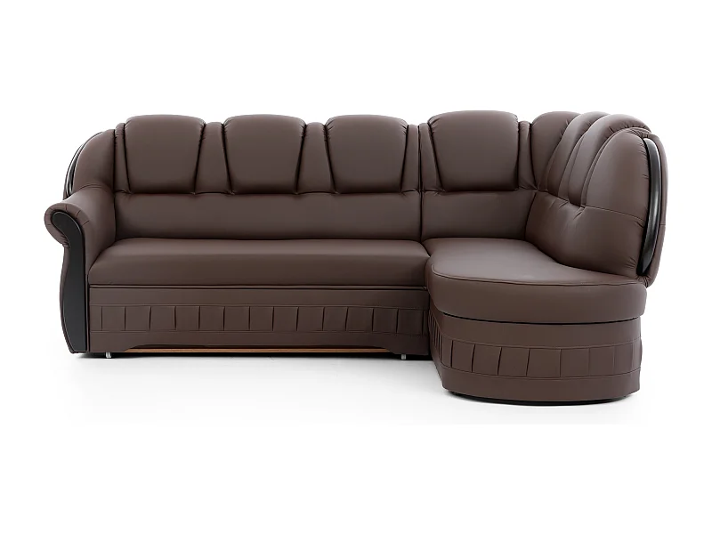 Canapé d'angle convertible avec rangement en simili cuir Majesté-Marron-angle droit