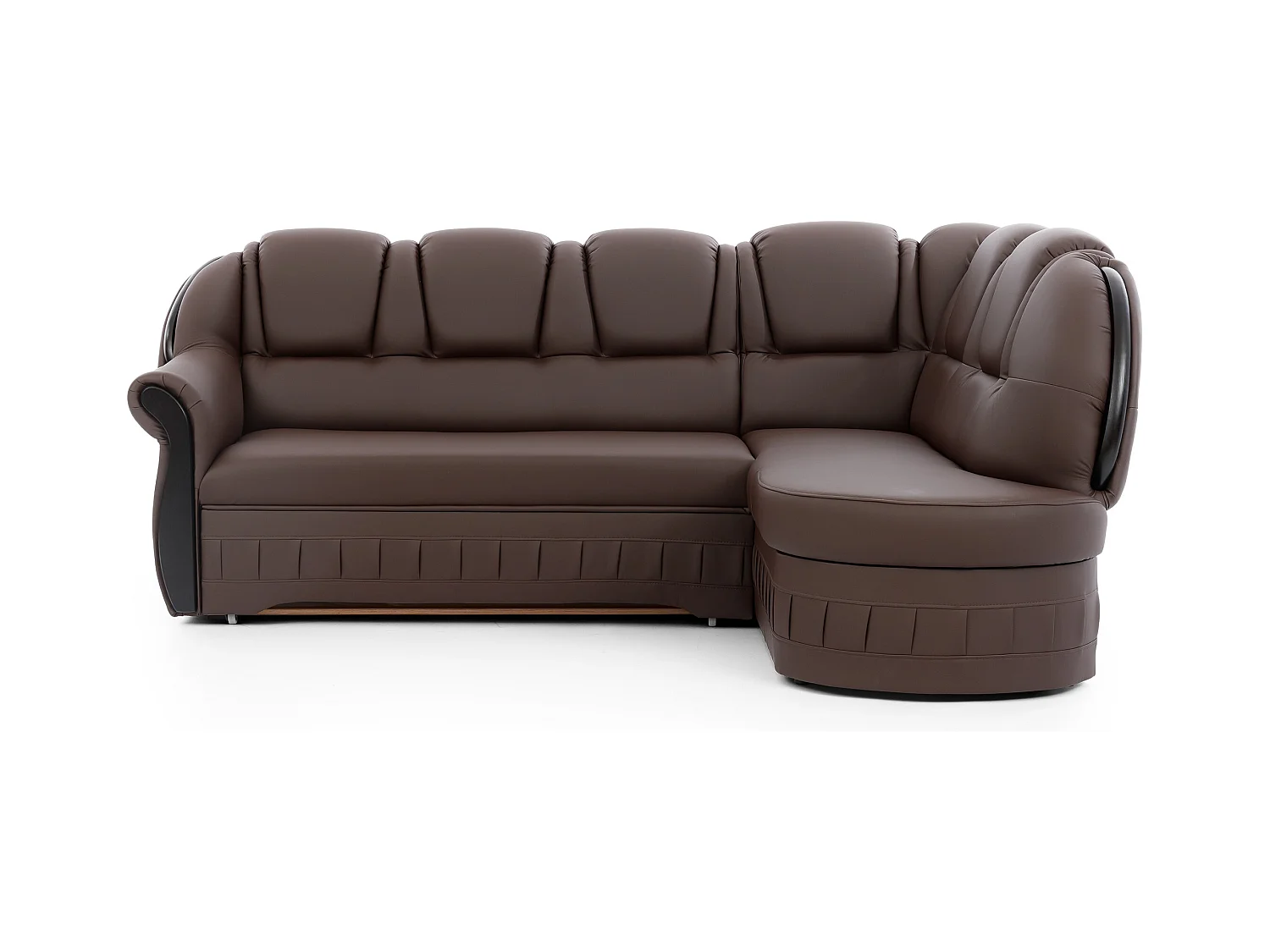 Canapé d'angle convertible avec rangement en simili cuir Majesté-Marron-angle droit