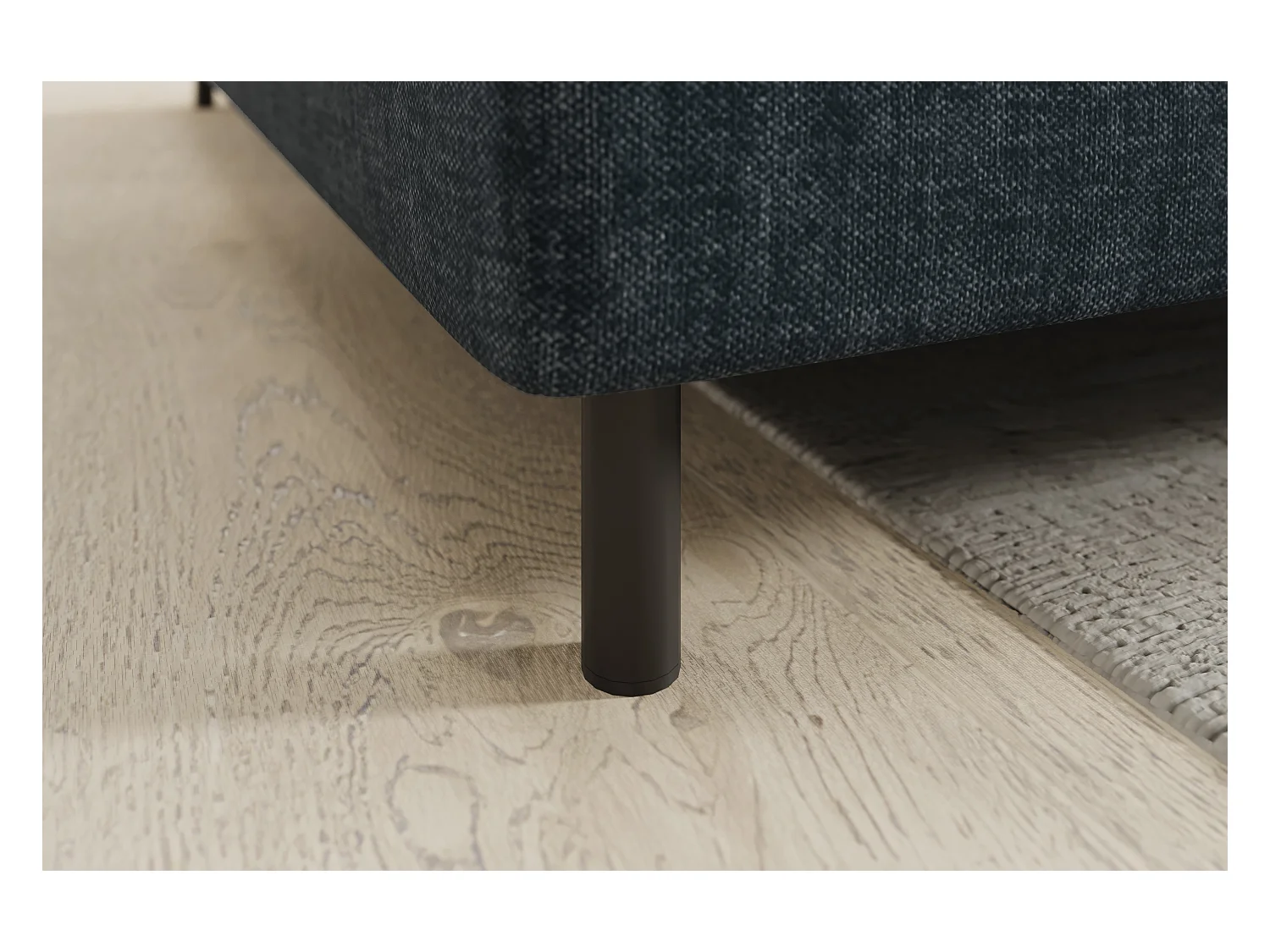 Petit canapé d'angle en tissu convertible avec coffre BOREA 208cm-Bleu foncé-angle gauche