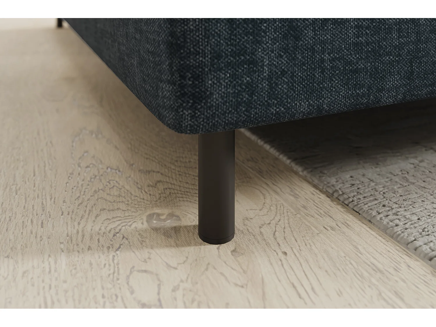 Petit canapé d'angle en tissu convertible avec coffre BOREA 208cm-Bleu foncé-angle gauche