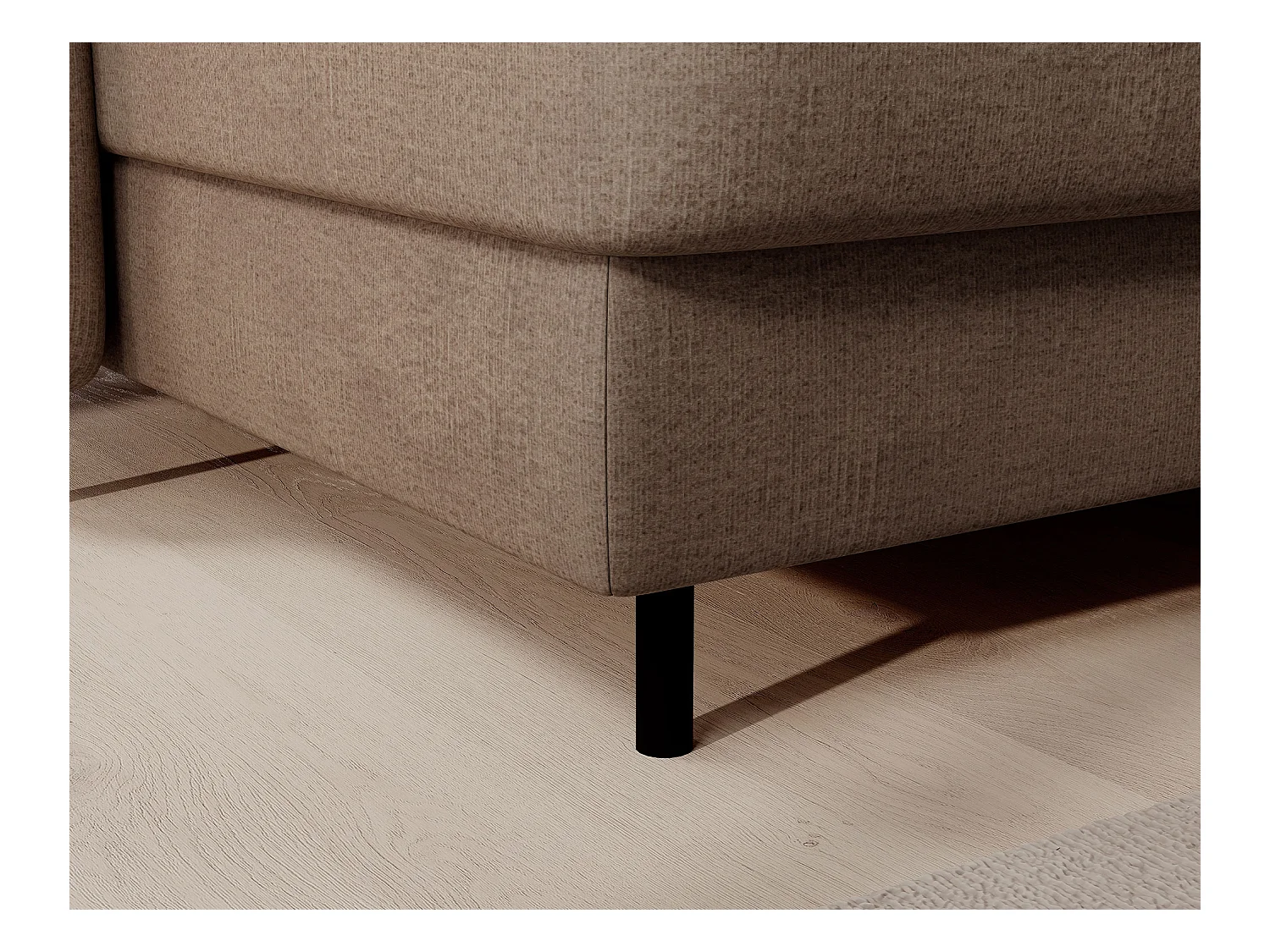 Canapé panoramique convertible BENTO en tissu avec coffre de rangement-Marron clair-angle droit