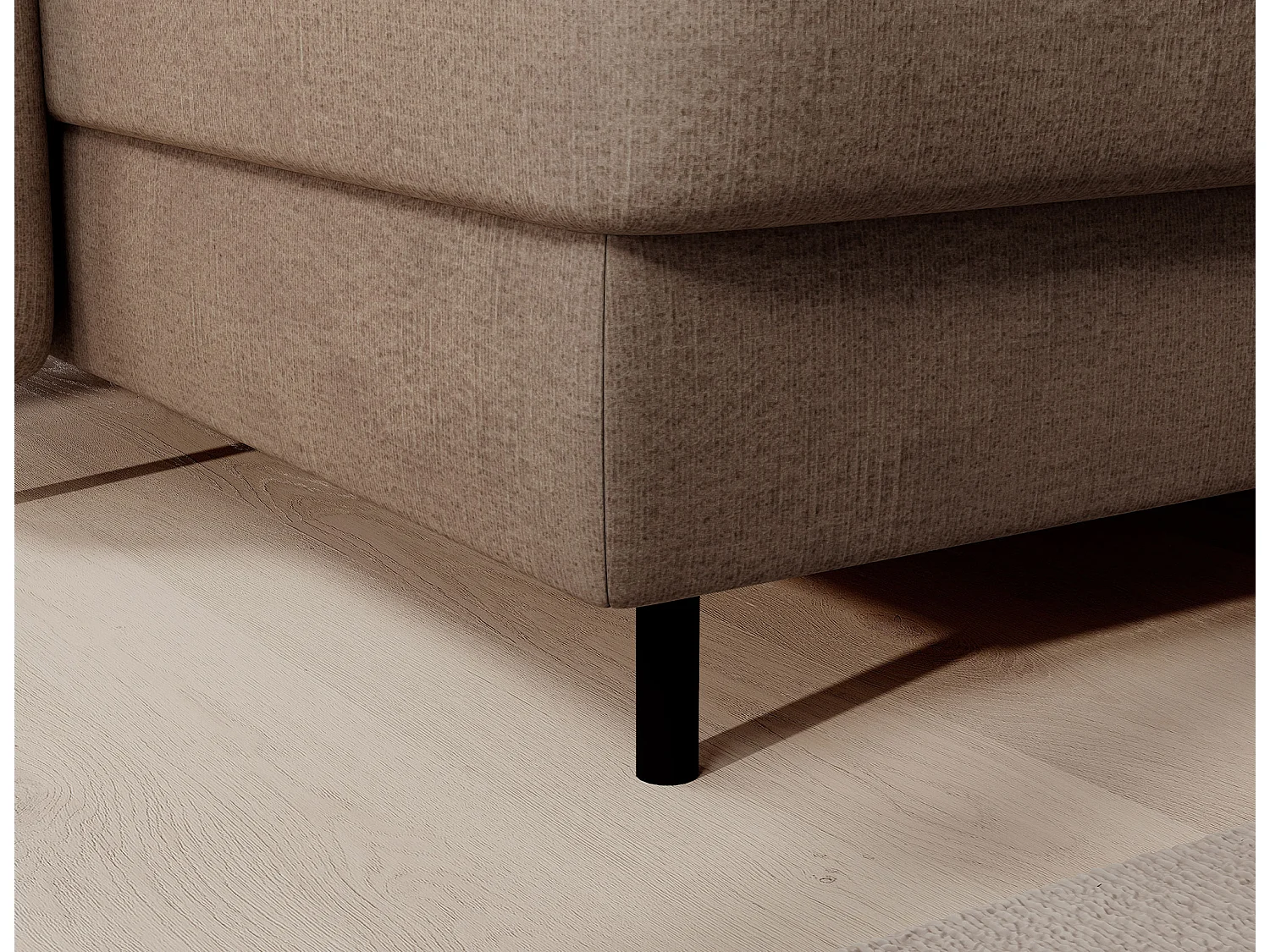 Canapé panoramique convertible BENTO en tissu avec coffre de rangement-Marron clair-angle droit