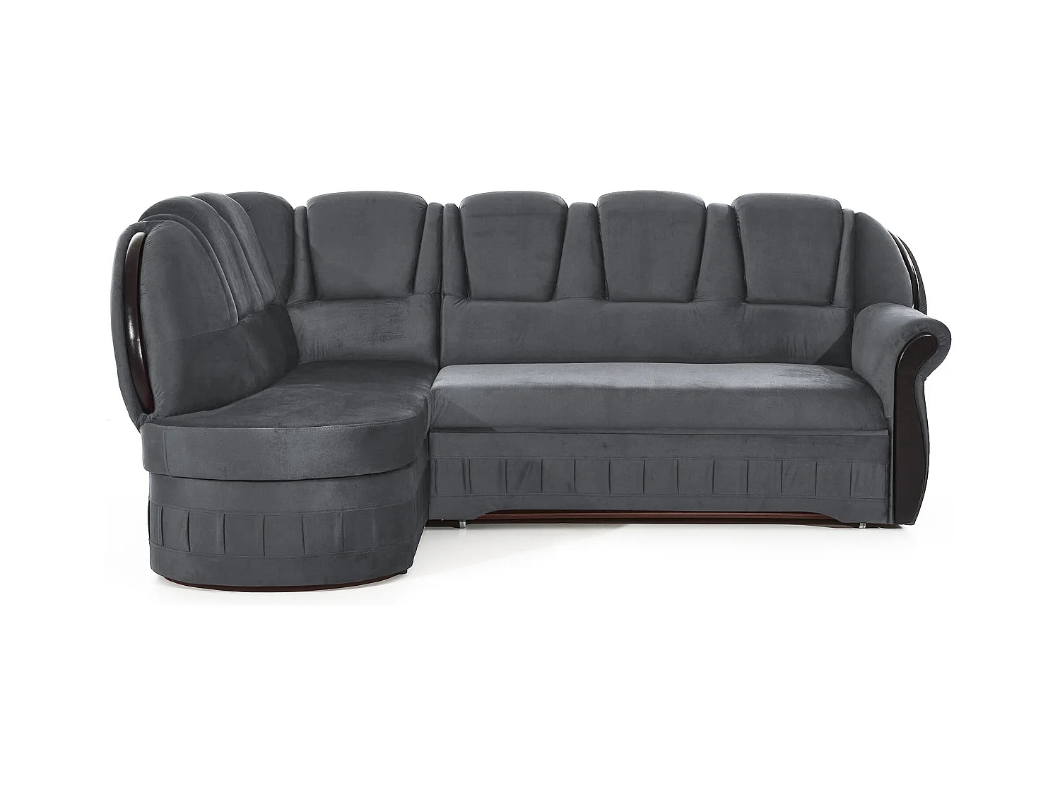 Canapé d'angle convertible avec rangement en velours Majesté-Gris-angle gauche