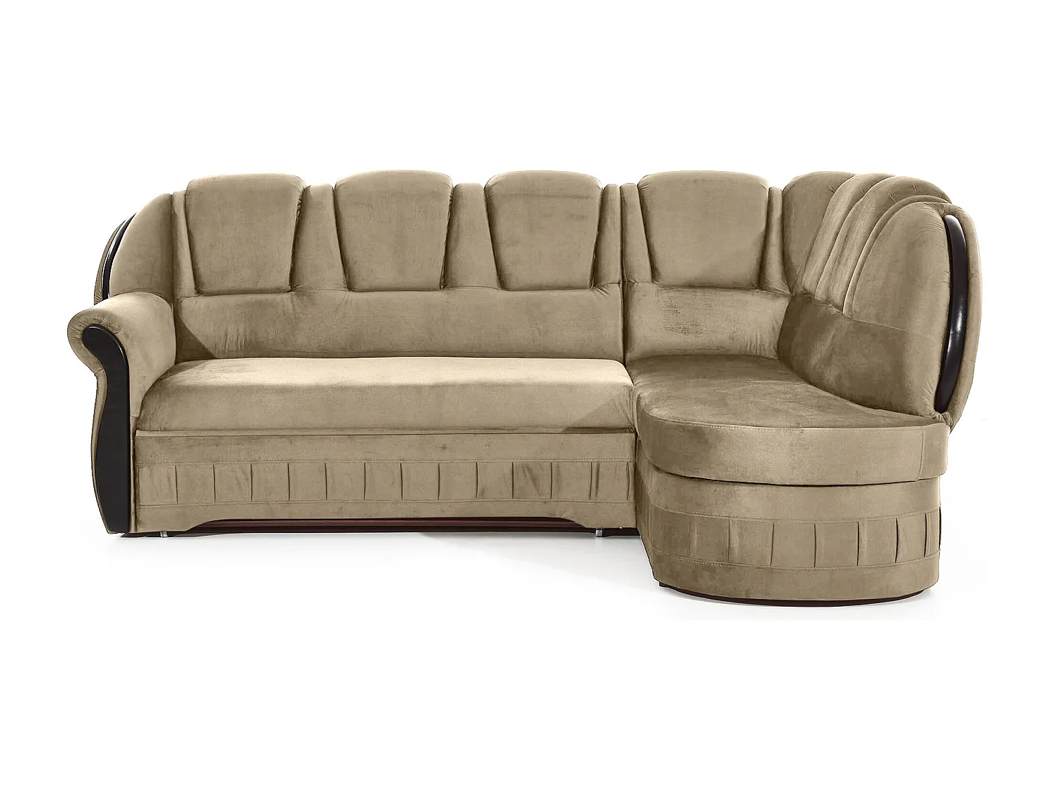 Canapé d'angle convertible avec rangement en velours Majesté-Gris-angle gauche