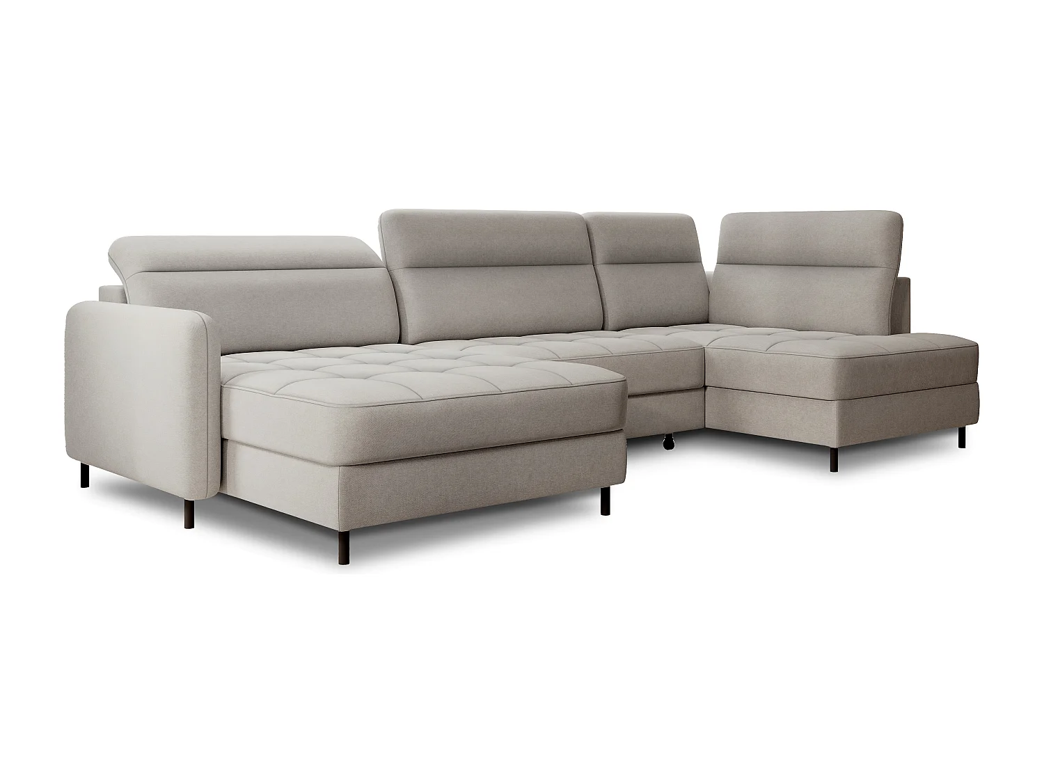 Canapé panoramique convertible BENTO en tissu avec coffre de rangement-Gris taupe-angle gauche