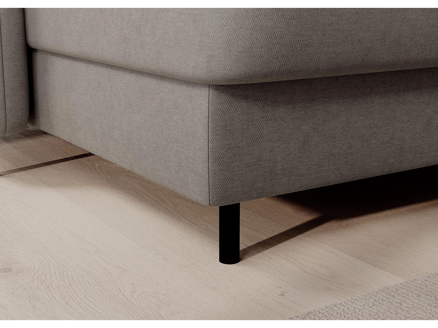 Canapé panoramique convertible BENTO en tissu avec coffre de rangement-Gris taupe-angle gauche