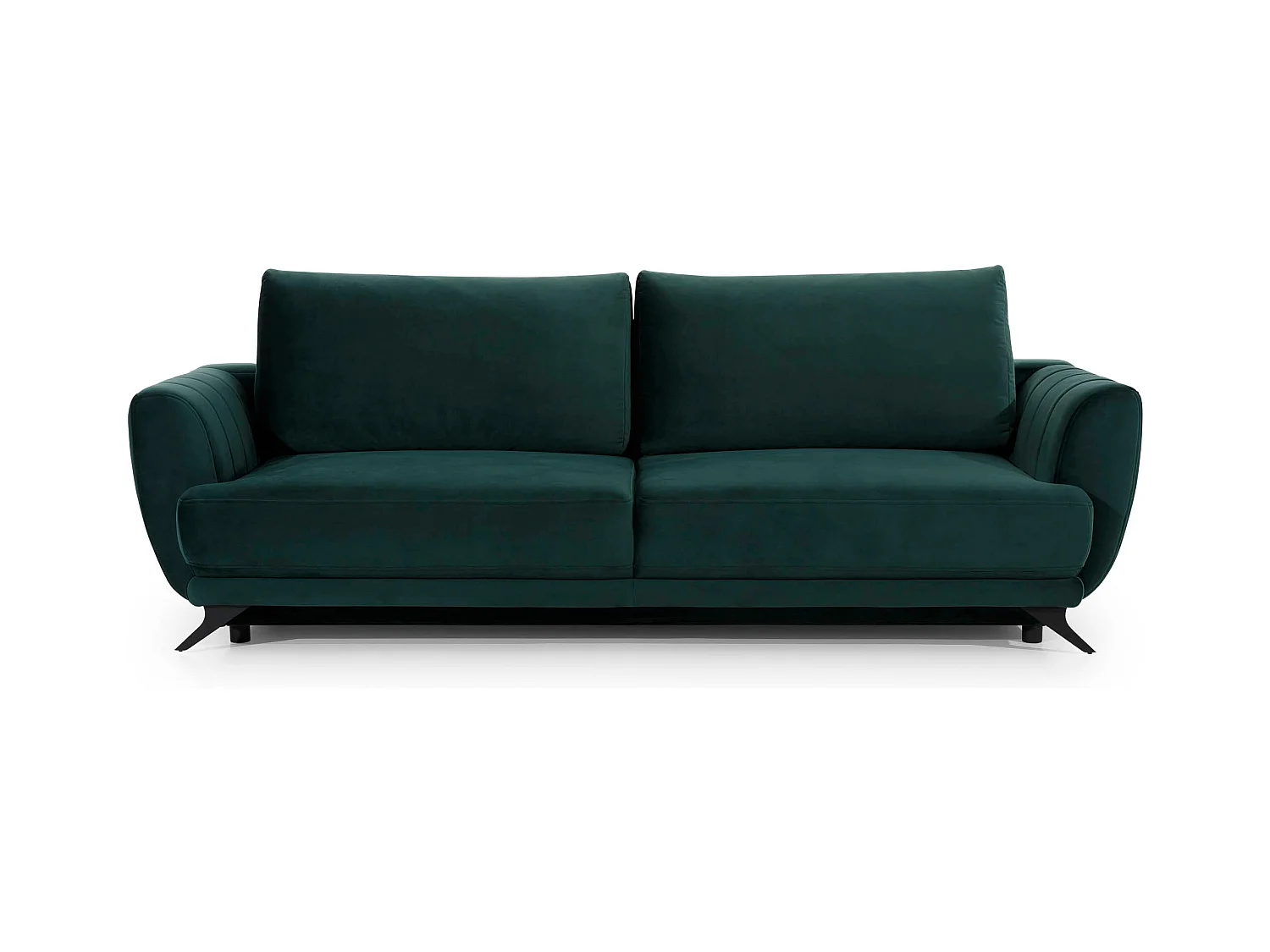 Canapé convertible en tissu MAGY - Design minimaliste avec pieds métal noir-Vert foncé