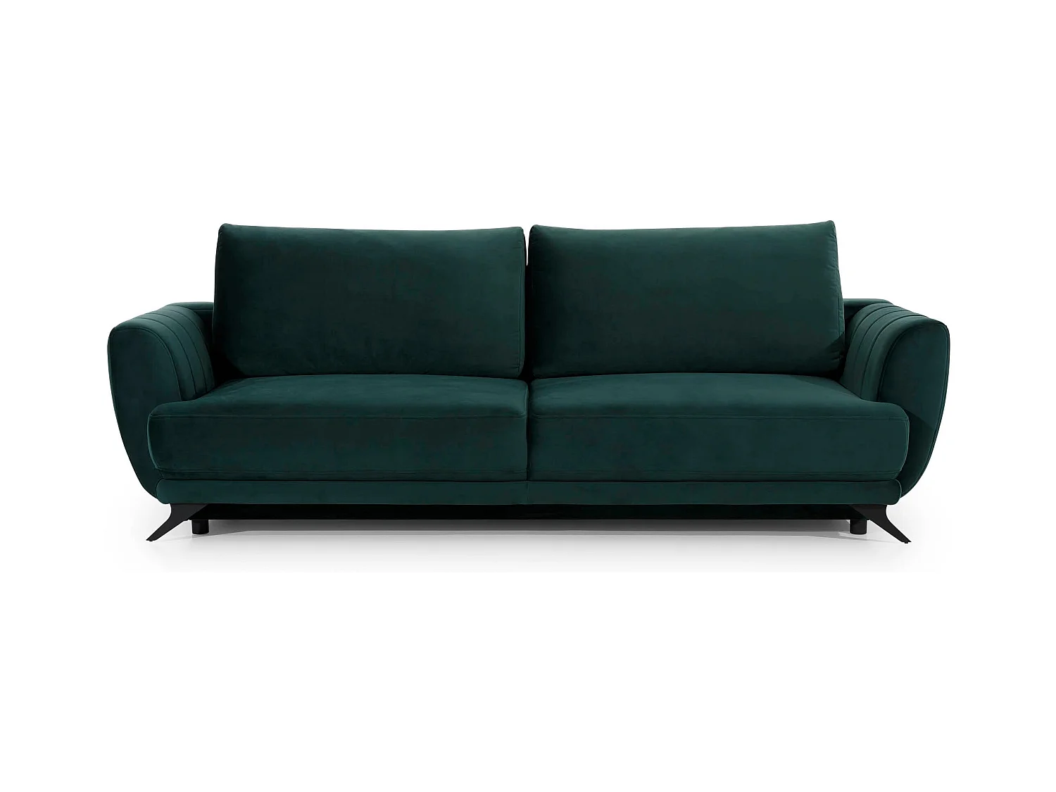 Canapé convertible en tissu MAGY - Design minimaliste avec pieds métal noir-Vert foncé