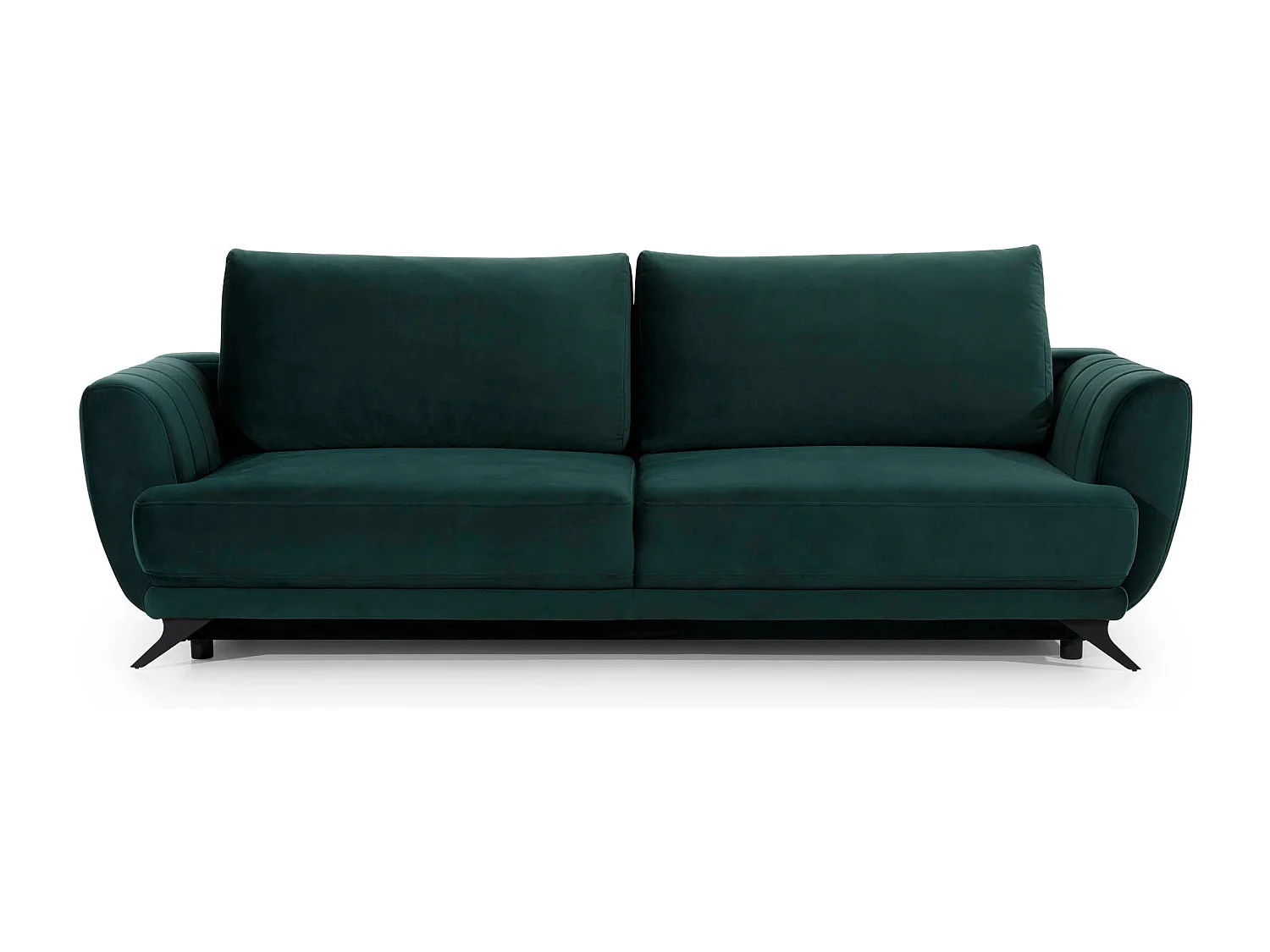 Canapé convertible en tissu MAGY - Design minimaliste avec pieds métal noir-Vert foncé