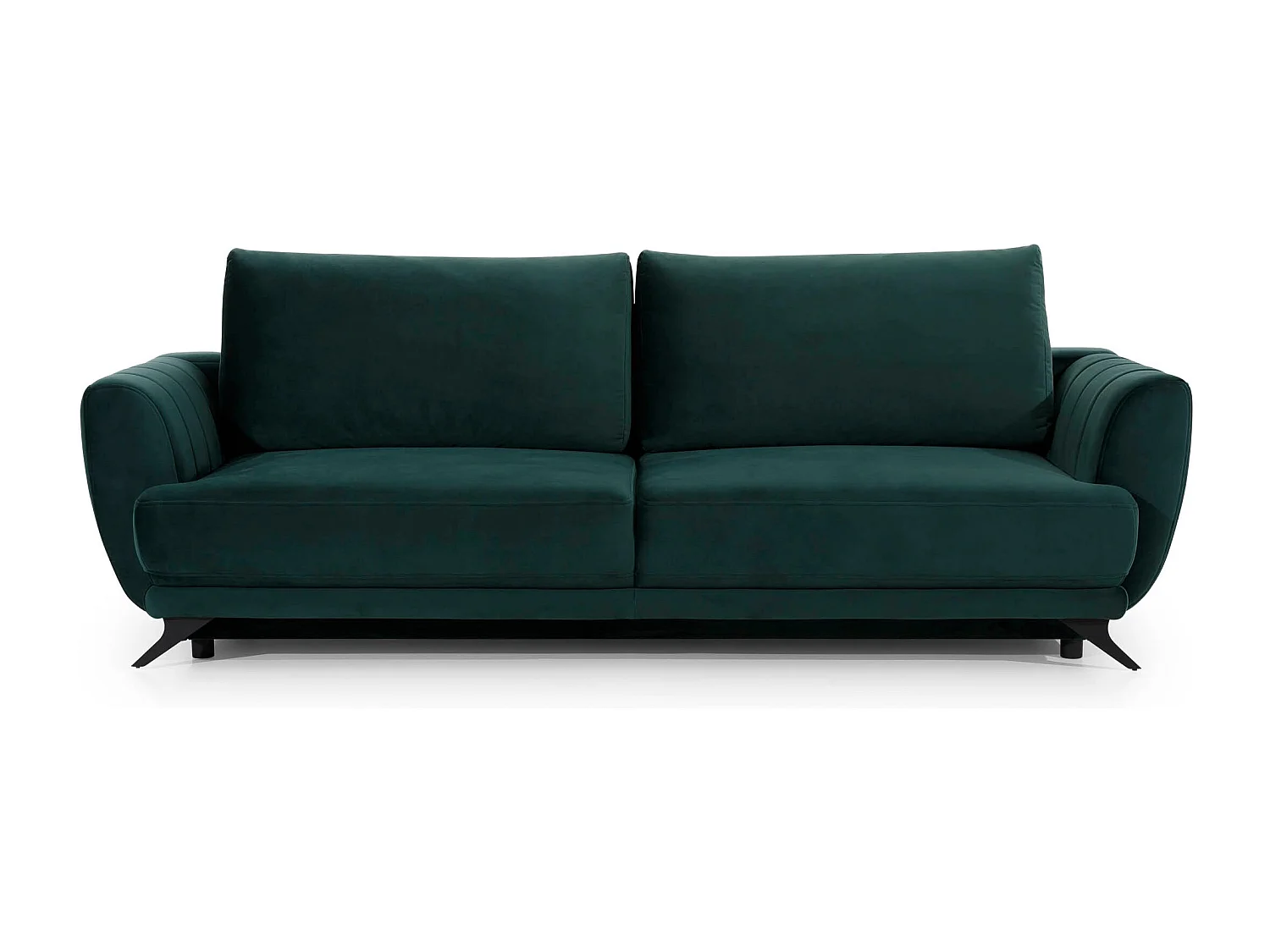 Canapé convertible en tissu MAGY - Design minimaliste avec pieds métal noir-Vert foncé