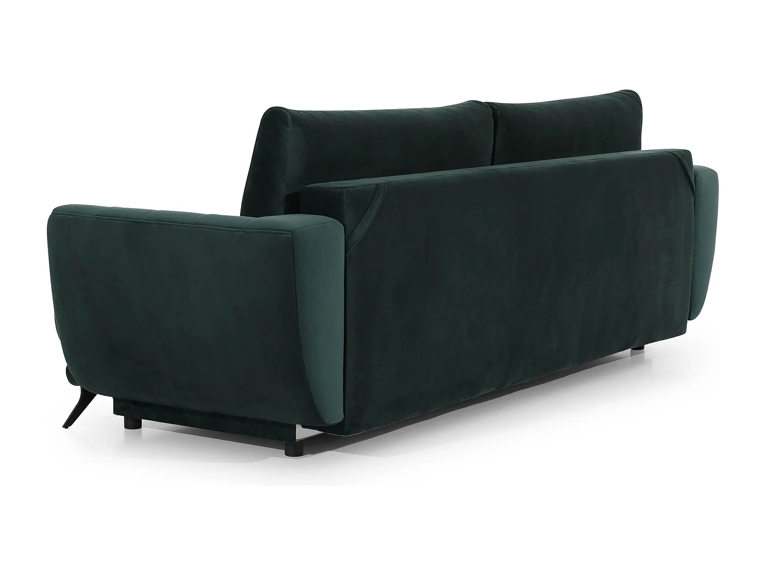 Canapé convertible en tissu MAGY - Design minimaliste avec pieds métal noir-Vert foncé