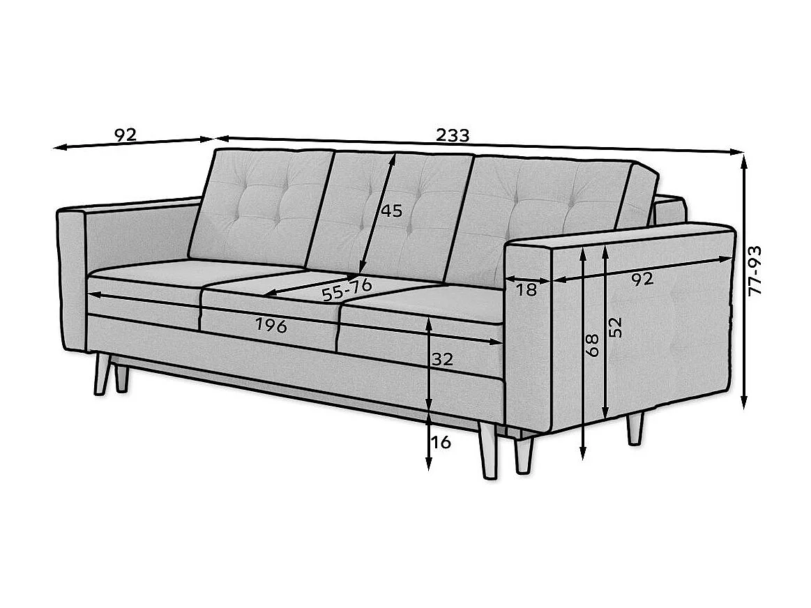 ANSKA fluwelen slaapbank - Poten van natuurlijk hout-Kleur Lichtgrijs