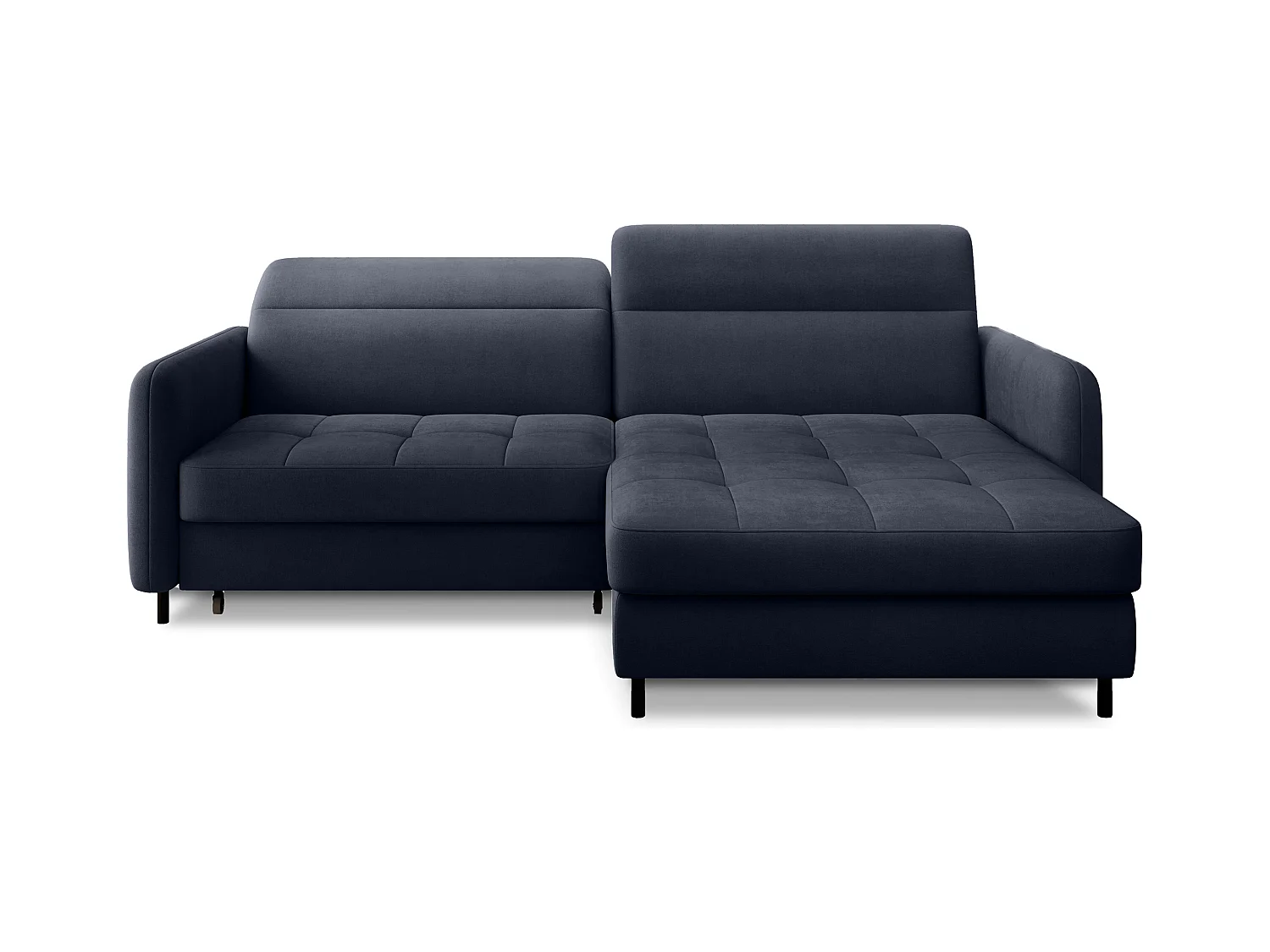 Petit canapé d’angle convertible tissu Kunder-Bleu turquin-angle droit