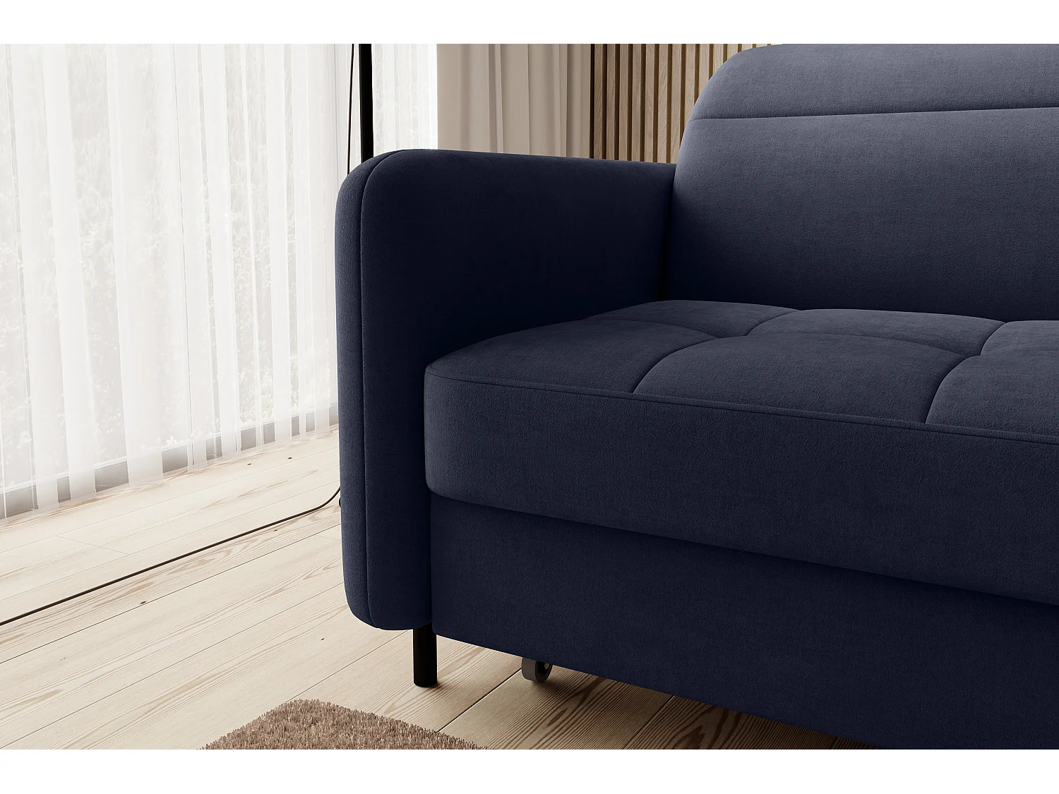 Petit canapé d’angle convertible tissu Kunder-Bleu turquin-angle droit