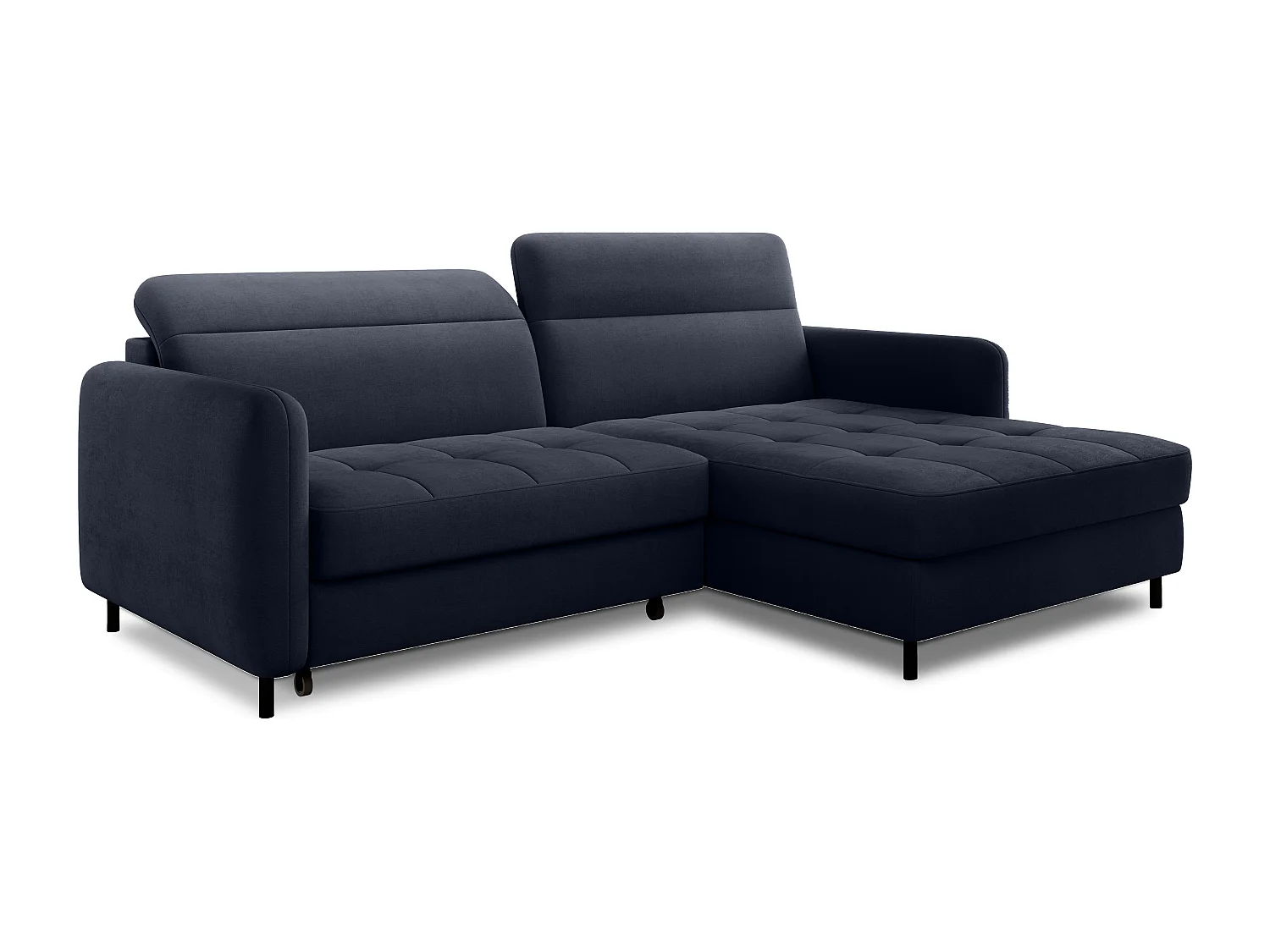 Petit canapé d’angle convertible tissu Kunder-Bleu turquin-angle droit