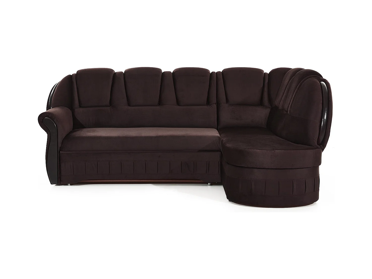 Canapé d'angle convertible avec rangement en velours Majesté-Marron-angle droit