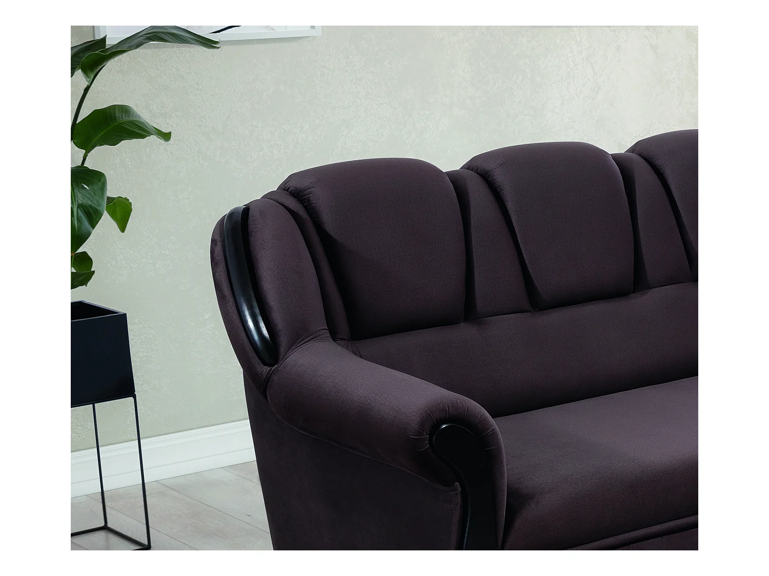 Canapé d'angle convertible avec rangement en velours Majesté-Marron-angle droit