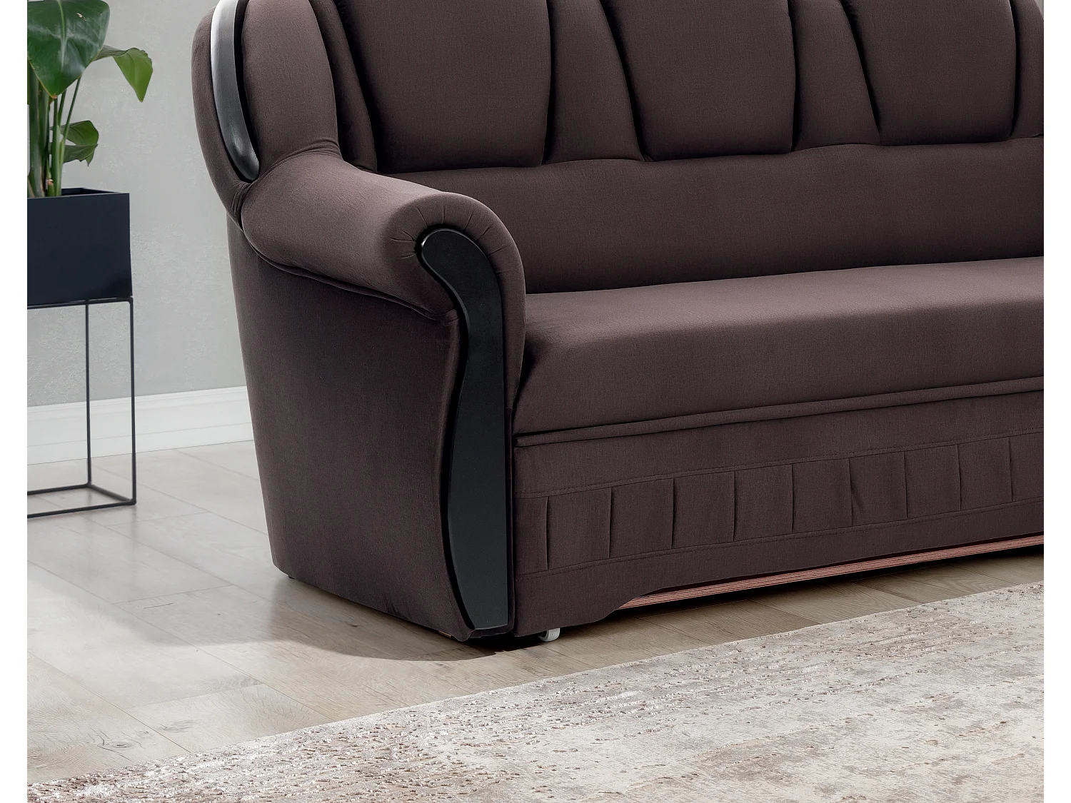 Canapé d'angle convertible avec rangement en velours Majesté-Marron-angle droit