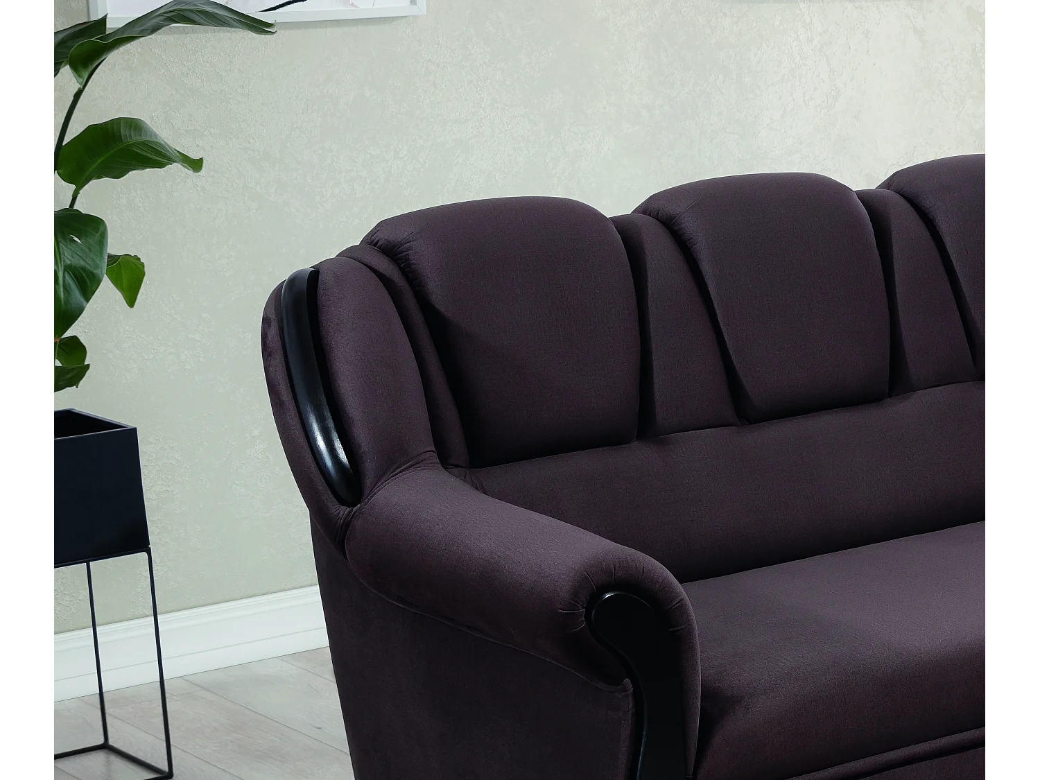 Canapé d'angle convertible avec rangement en velours Majesté-Marron-angle droit