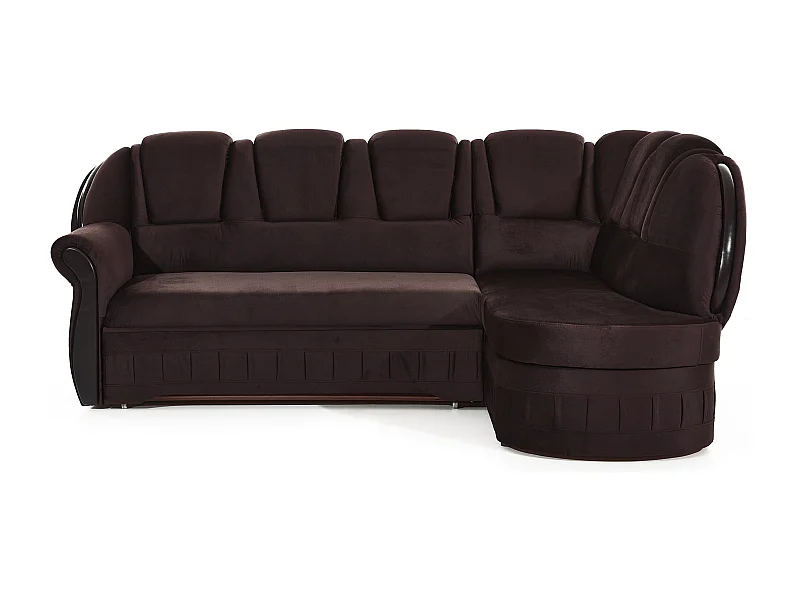 Canapé d'angle convertible avec rangement en velours Majesté-Marron-angle droit