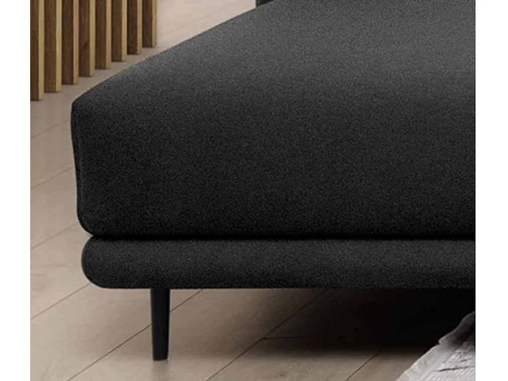 Canapé d'angle convertible velours DAVINA - Coffre et pieds métal noir-Gris anthracite-angle gauche