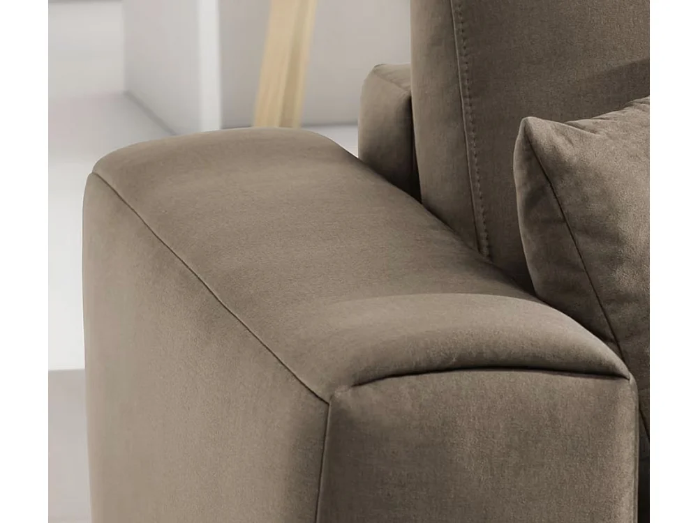 Canapé d'angle convertible velours DAVINA - Coffre et pieds métal noir-Marron clair-angle gauche