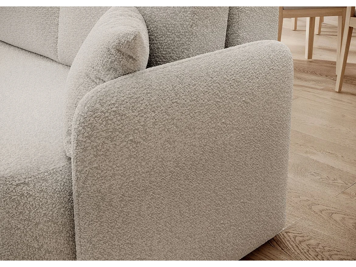 Petit canapé d'angle en tissu convertible avec coffre Takin 206cm-Blanc-angle gauche