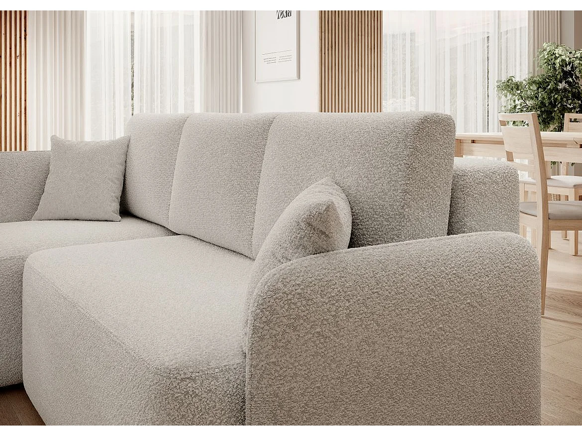 Petit canapé d'angle en tissu convertible avec coffre Takin 206cm-Blanc-angle gauche