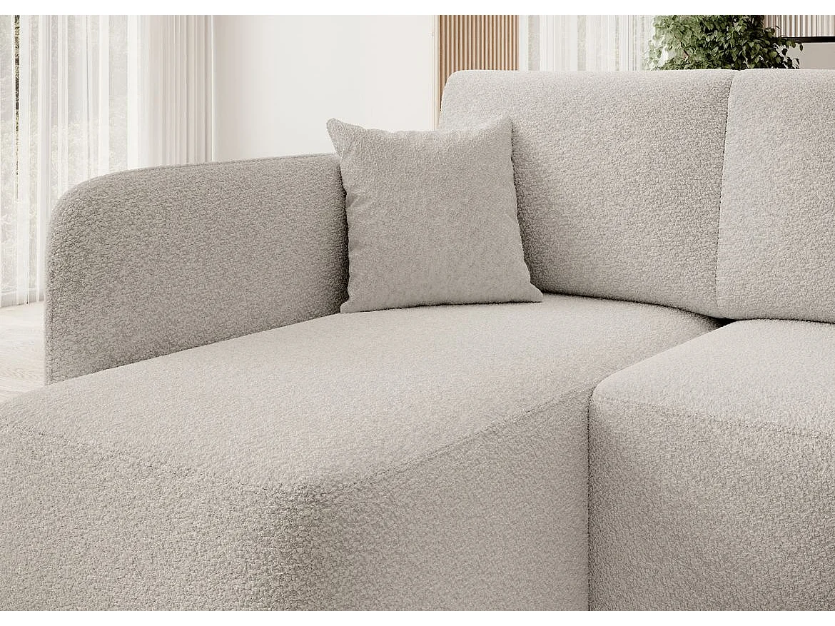 Petit canapé d'angle en tissu convertible avec coffre Takin 206cm-Blanc-angle gauche