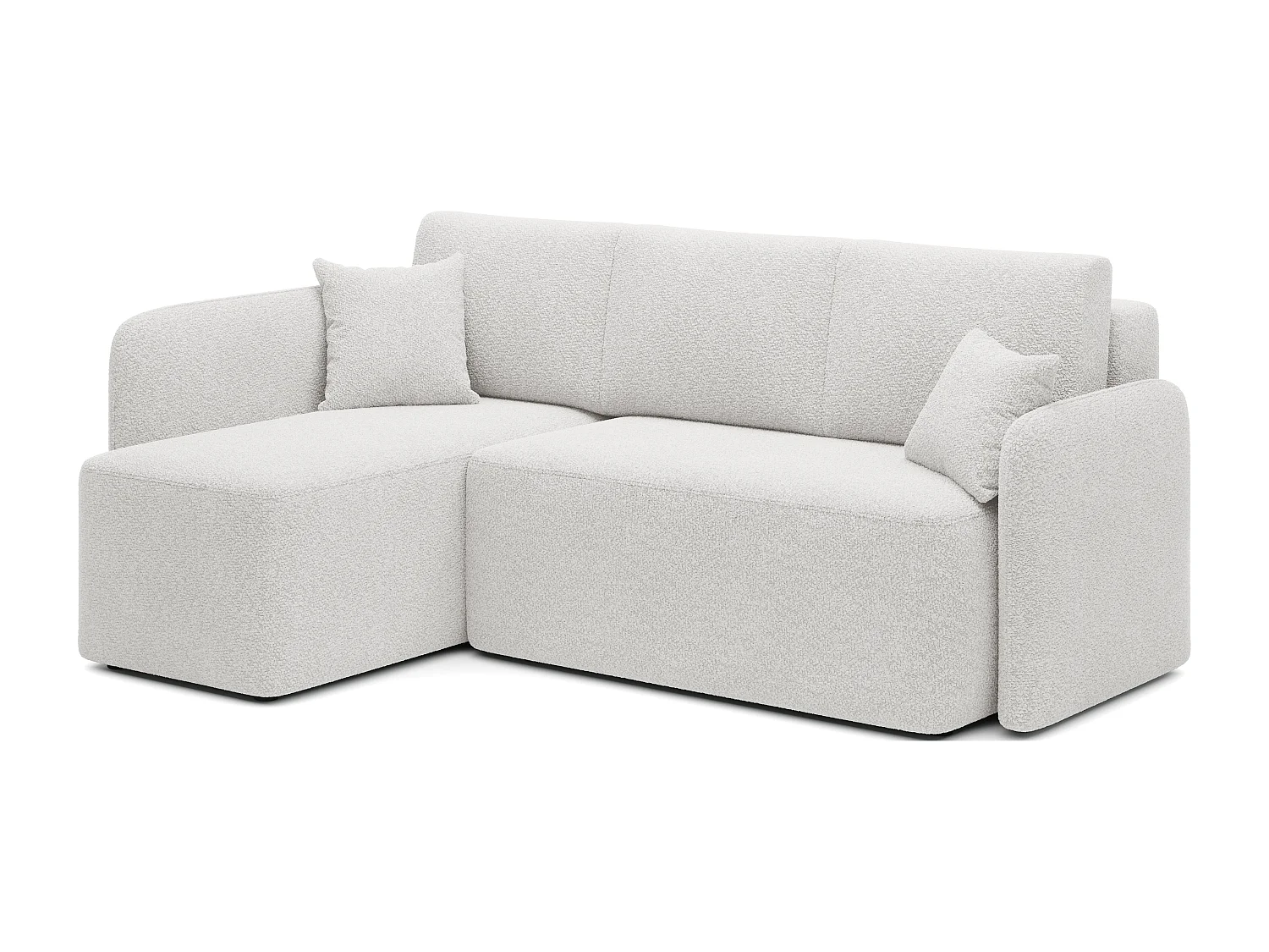 Petit canapé d'angle en tissu convertible avec coffre Takin 206cm-Blanc-angle gauche