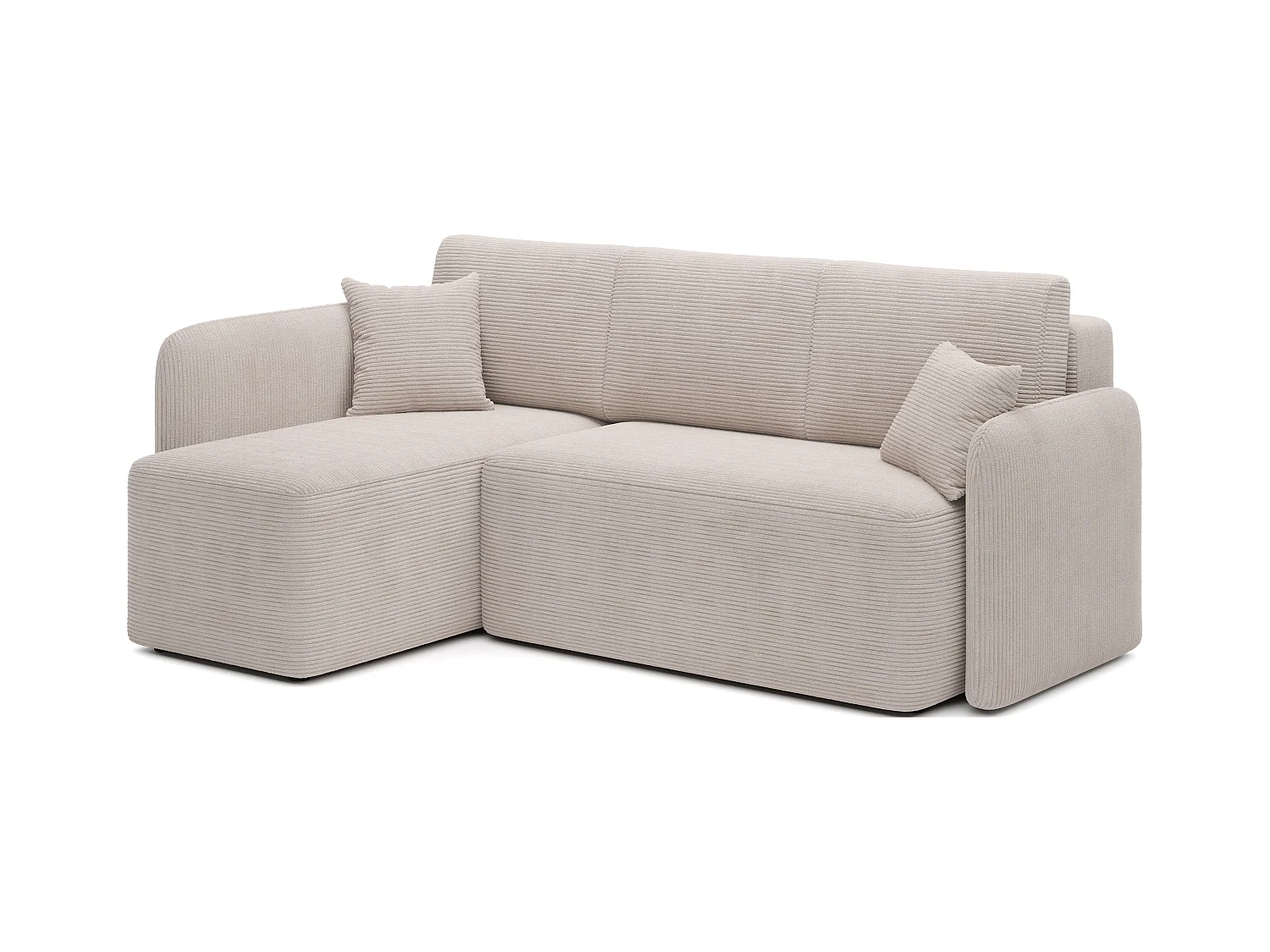 Petit canapé d'angle en tissu convertible avec coffre Takin 206cm-Beige-angle gauche