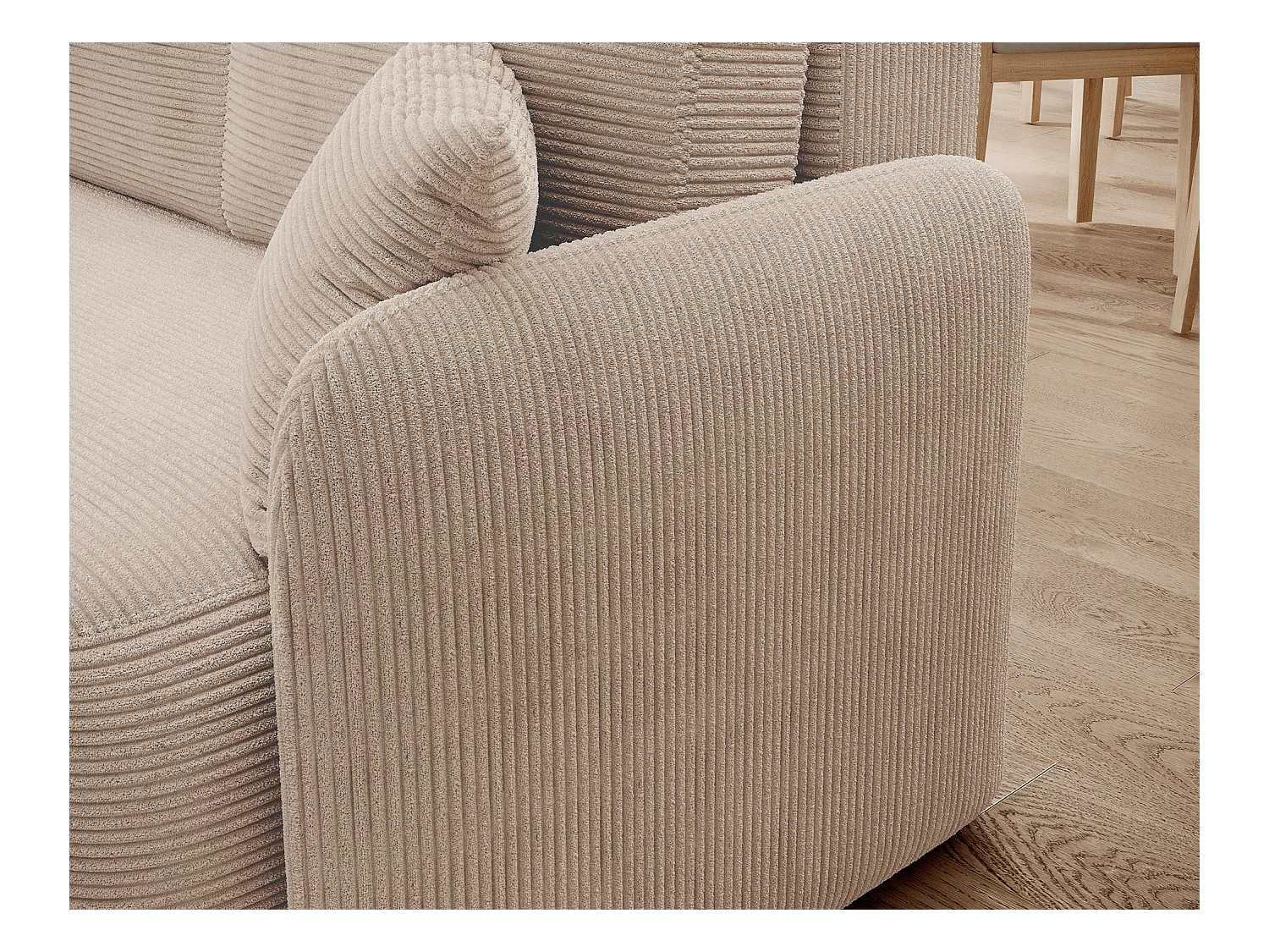 Petit canapé d'angle en tissu convertible avec coffre Takin 206cm-Beige-angle gauche