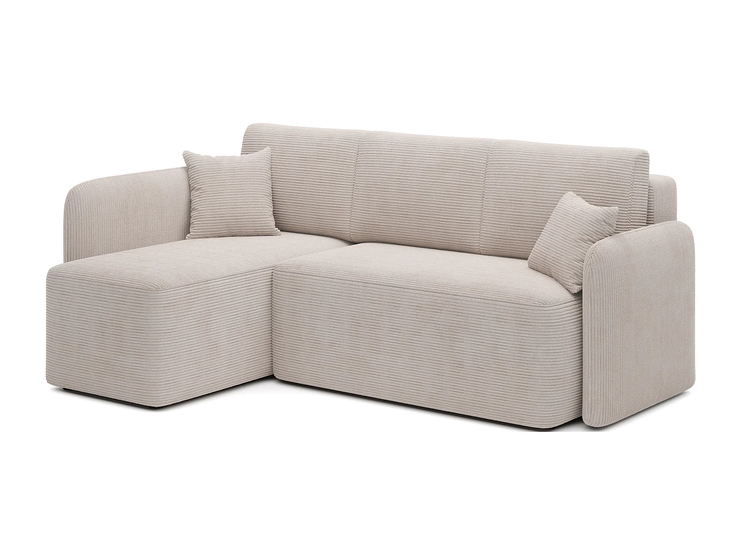 Petit canapé d'angle en tissu convertible avec coffre Takin 206cm-Beige-angle gauche