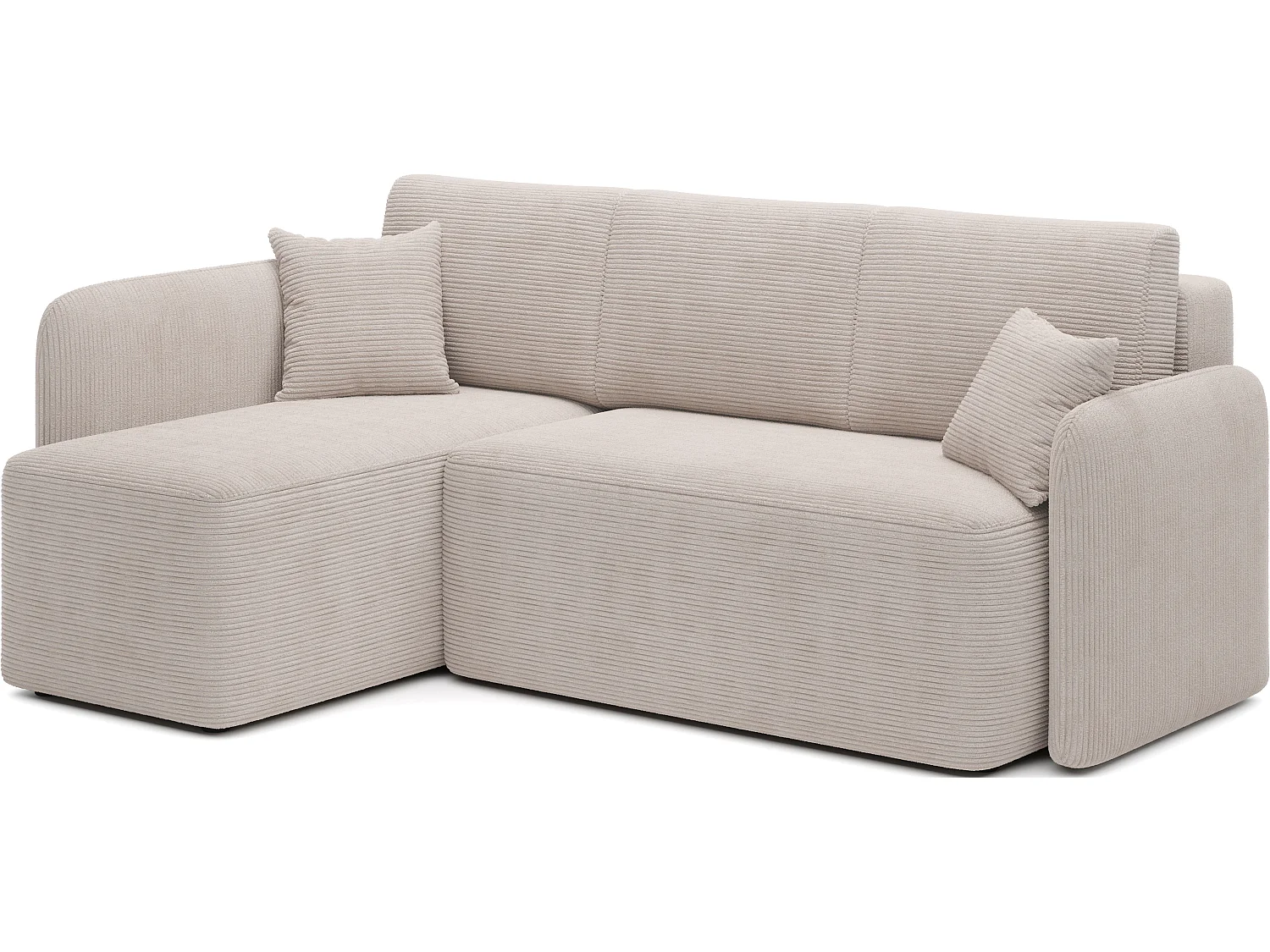 Canapé d'angle gauche convertible 3 places avec coffre en tissu beige