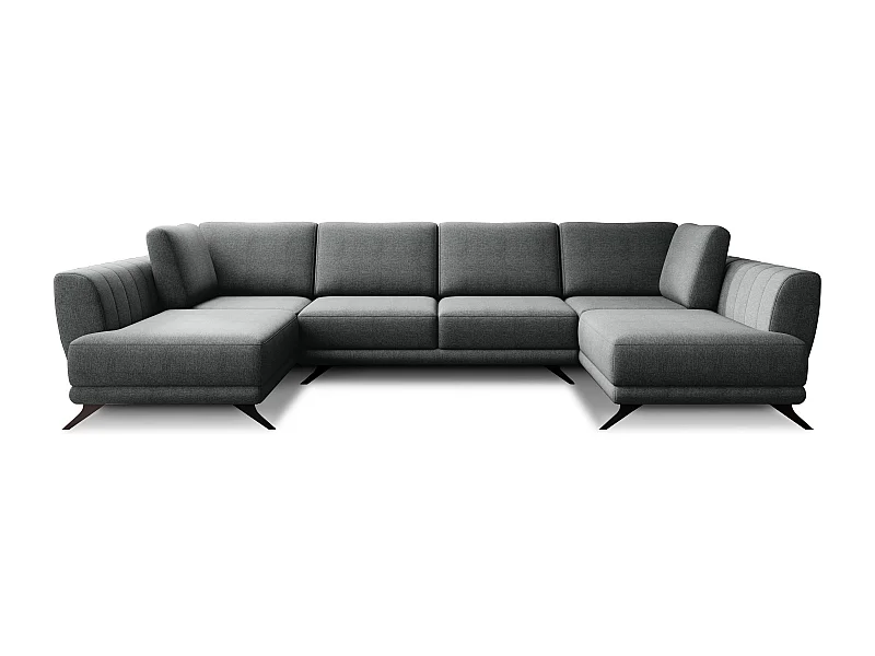 Canapé panoramique LARGOS – Tissu-Gris foncé chiné