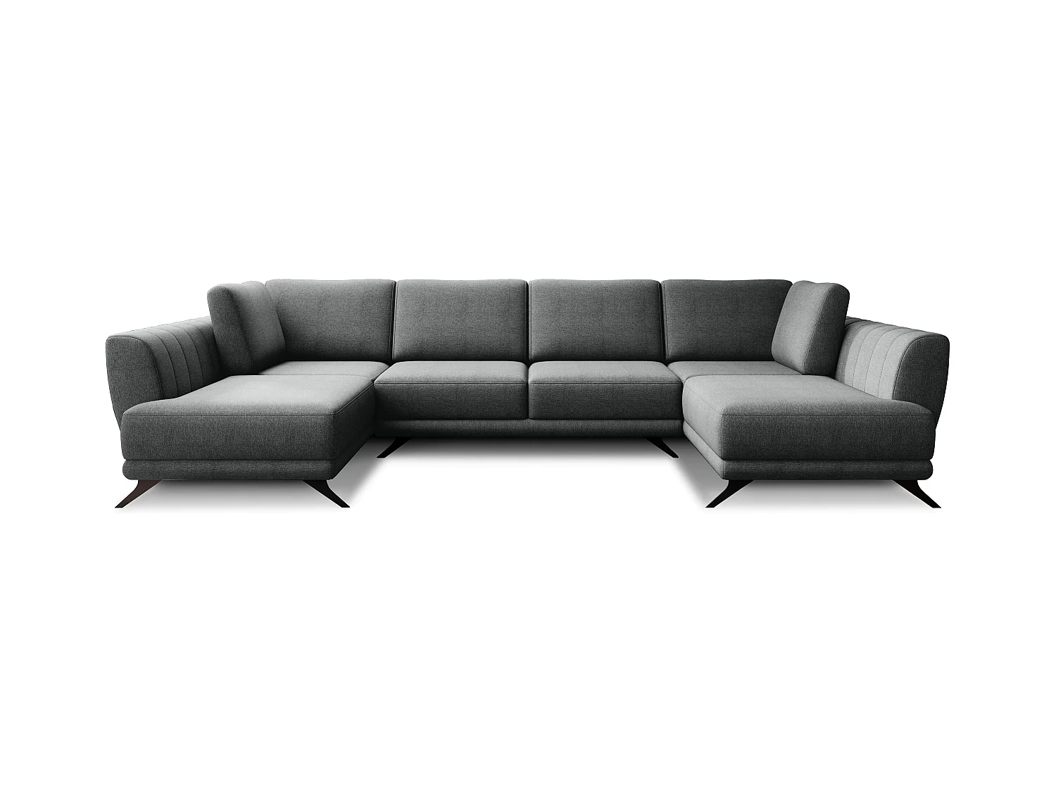 Canapé panoramique LARGOS – Tissu-Gris foncé chiné