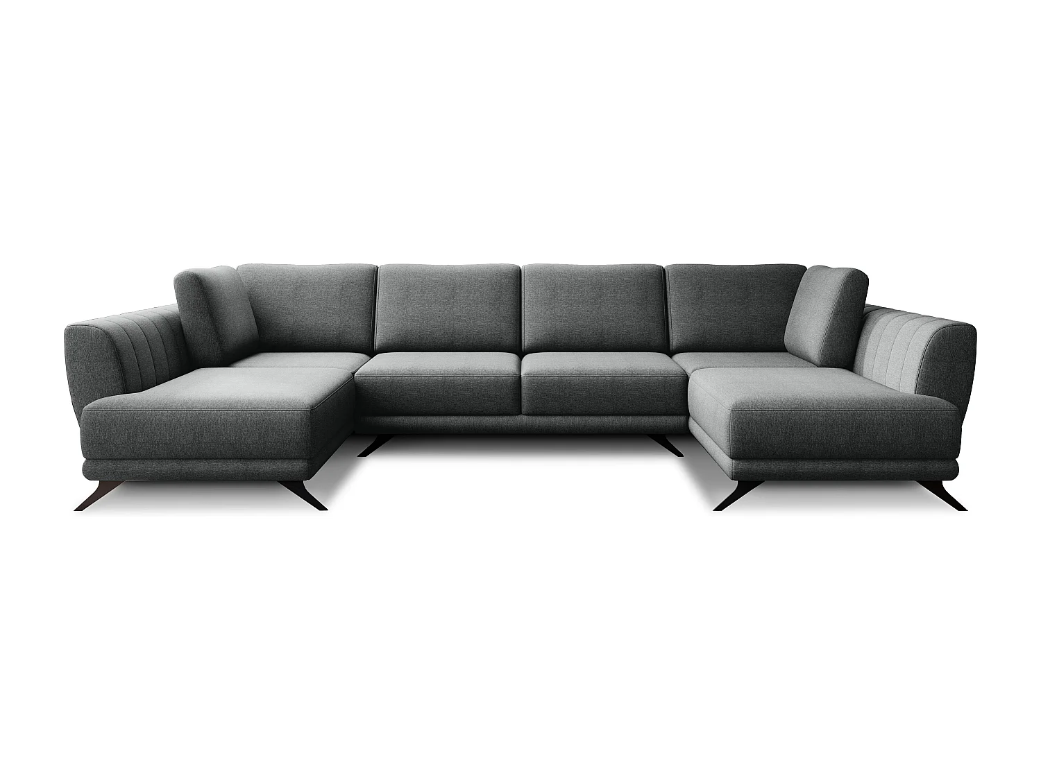 Canapé panoramique LARGOS – Tissu-Gris foncé chiné