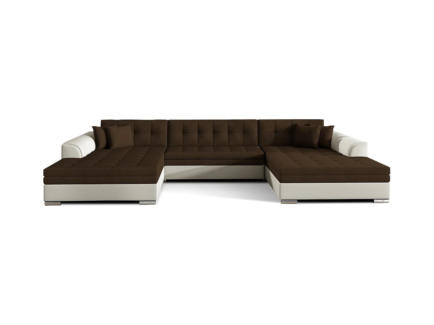 Canapé panoramique convertible VIRA en bi-matiére-Beige/Marron