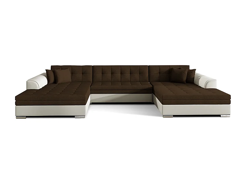 Canapé panoramique convertible VIRA en bi-matiére-Beige/Marron