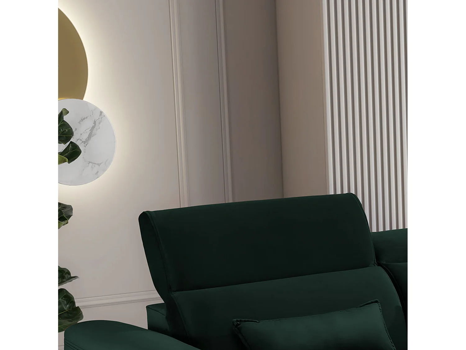 Canapé d'angle convertible velours appuis-tête réglables ASTORIA - Coffre et pieds bois noir-Vert foncé-angle droit