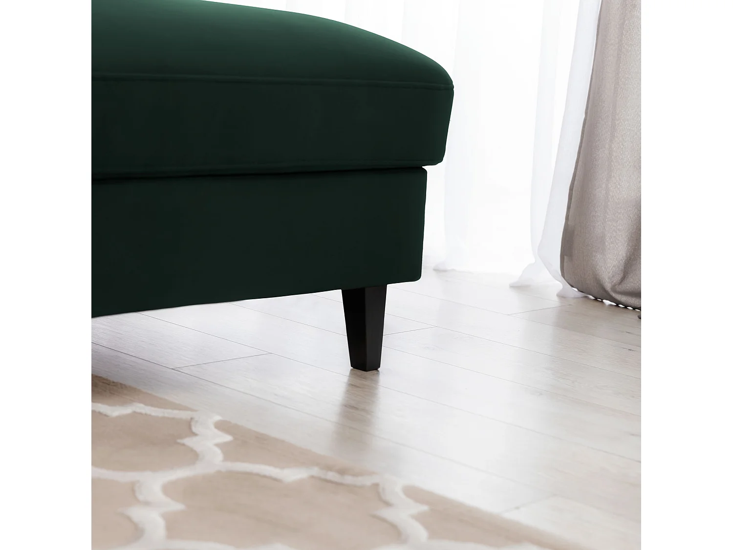 Canapé d'angle convertible velours appuis-tête réglables ASTORIA - Coffre et pieds bois noir-Vert foncé-angle droit