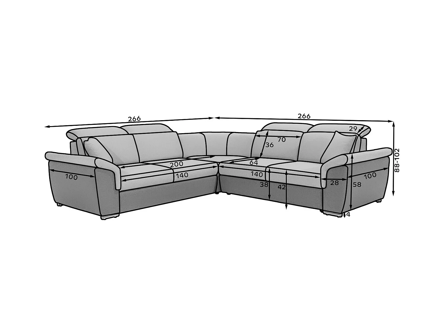 Canapé d'angle réversible et convertible velours Neo - Pieds acier chromé-Marron foncé