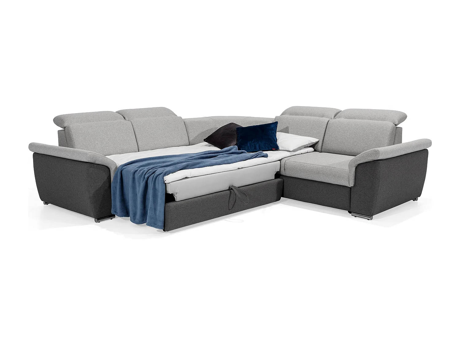 Canapé d'angle réversible et convertible velours Neo - Pieds acier chromé-Marron foncé