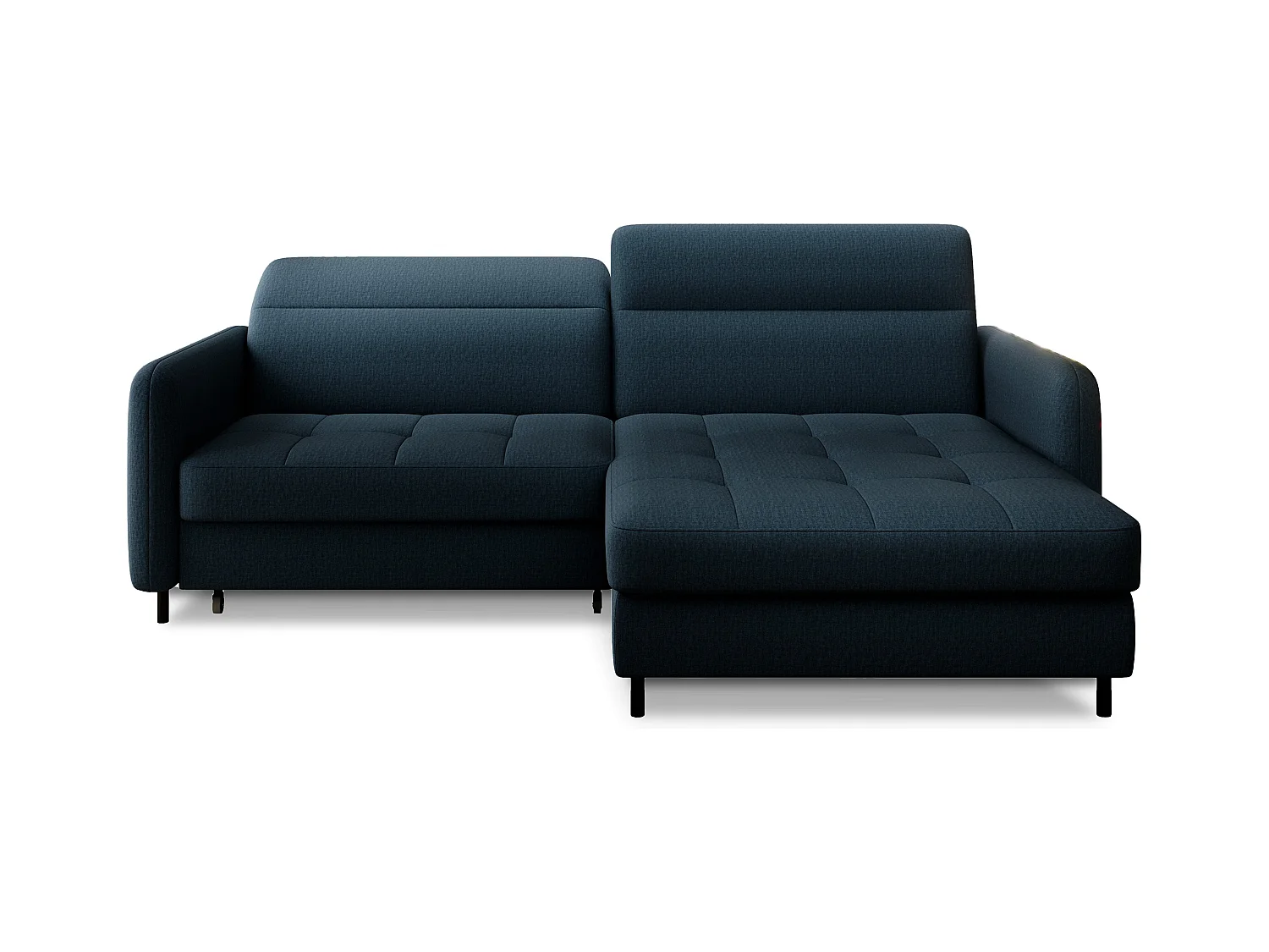 Petit canapé d’angle convertible tissu Kunder-Bleu pétrole-angle droit