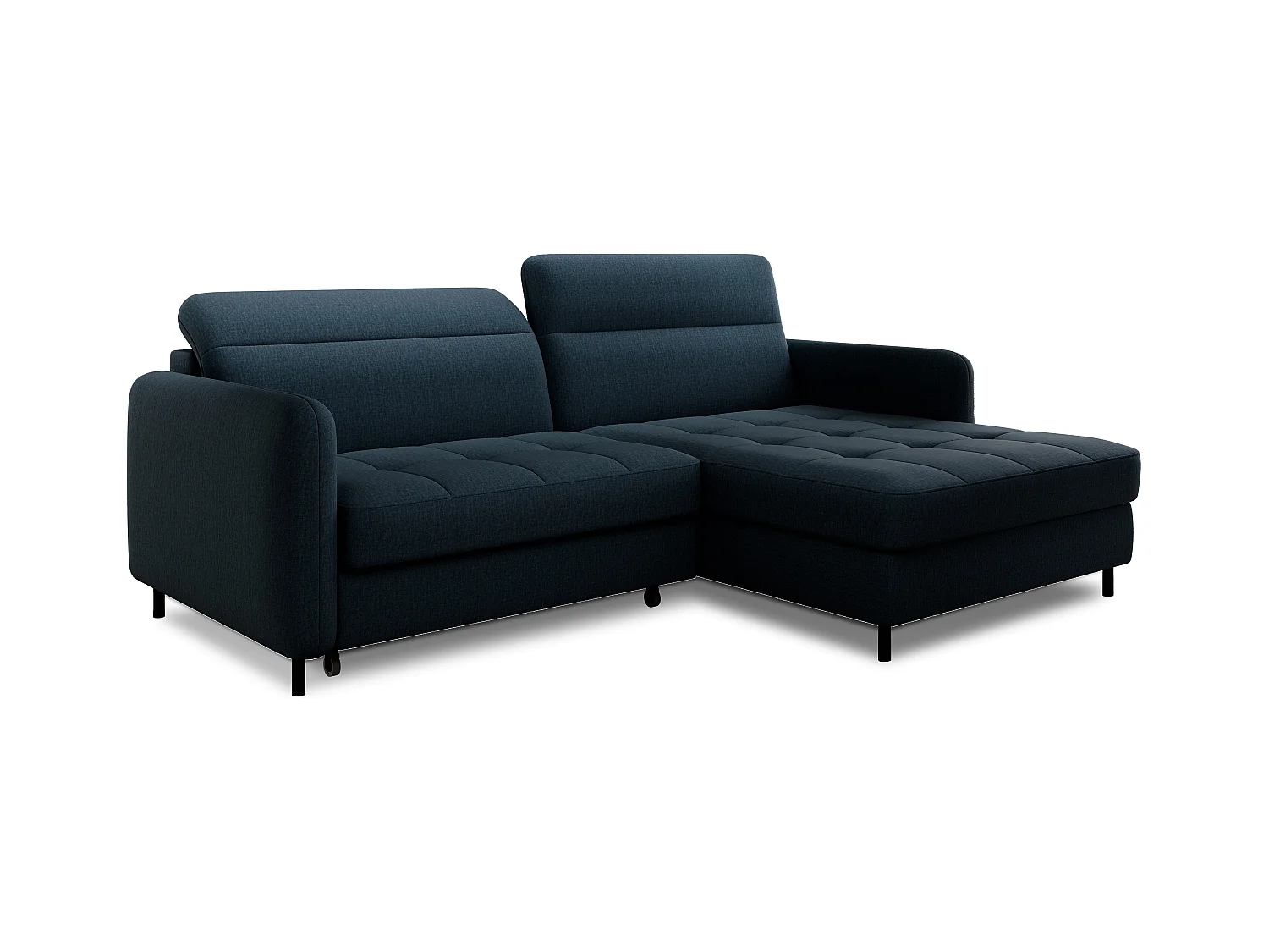 Petit canapé d’angle convertible tissu Kunder-Bleu pétrole-angle droit