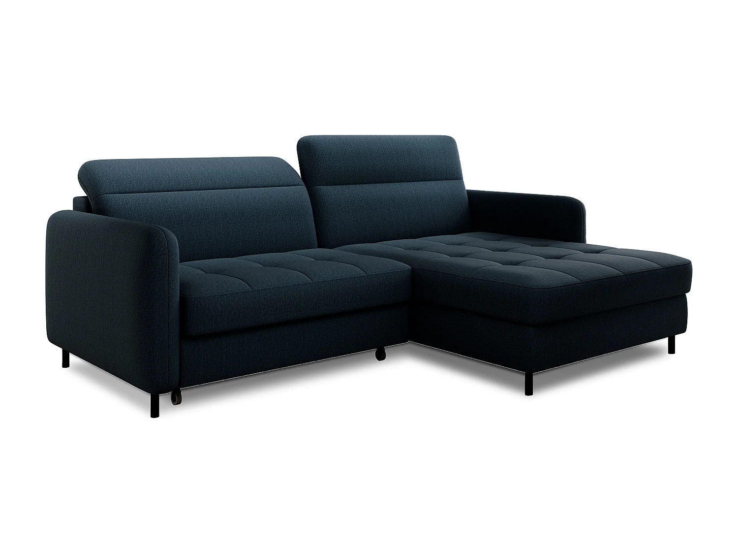 Petit canapé d’angle convertible tissu Kunder-Bleu pétrole-angle droit